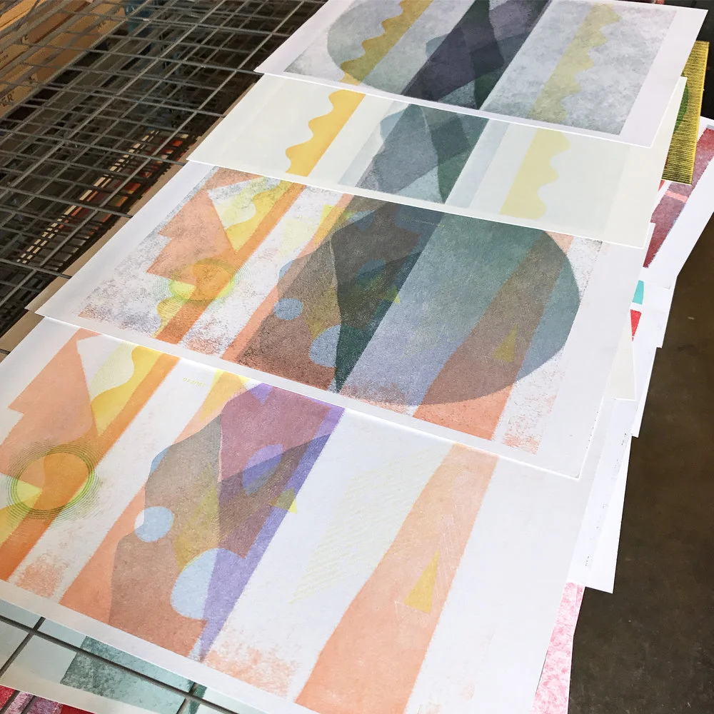 Linoleum / pressure prints in process.