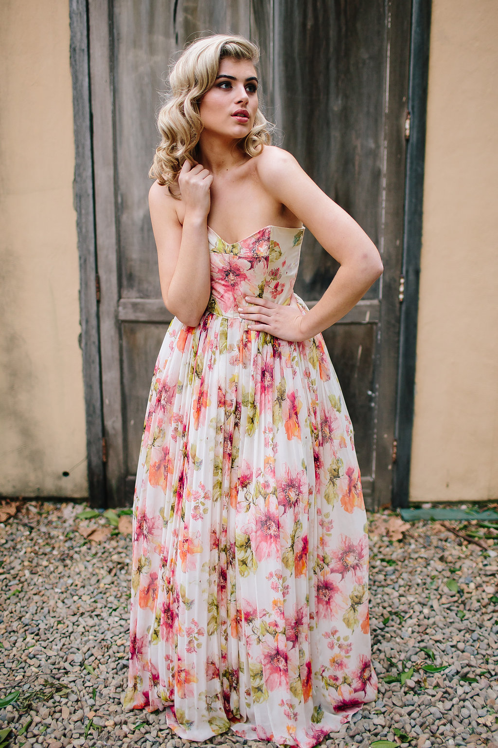 silk floral gown