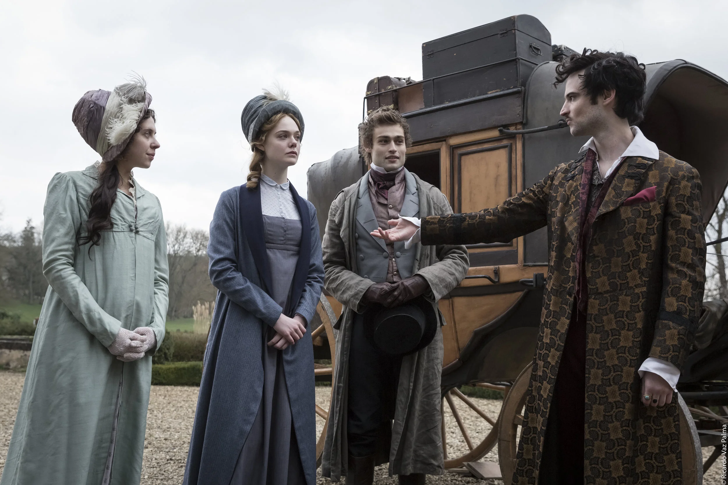 Bel Powley, Elle Fanning, Douglas Booth and Tom Sturbridge in Mary Shelley