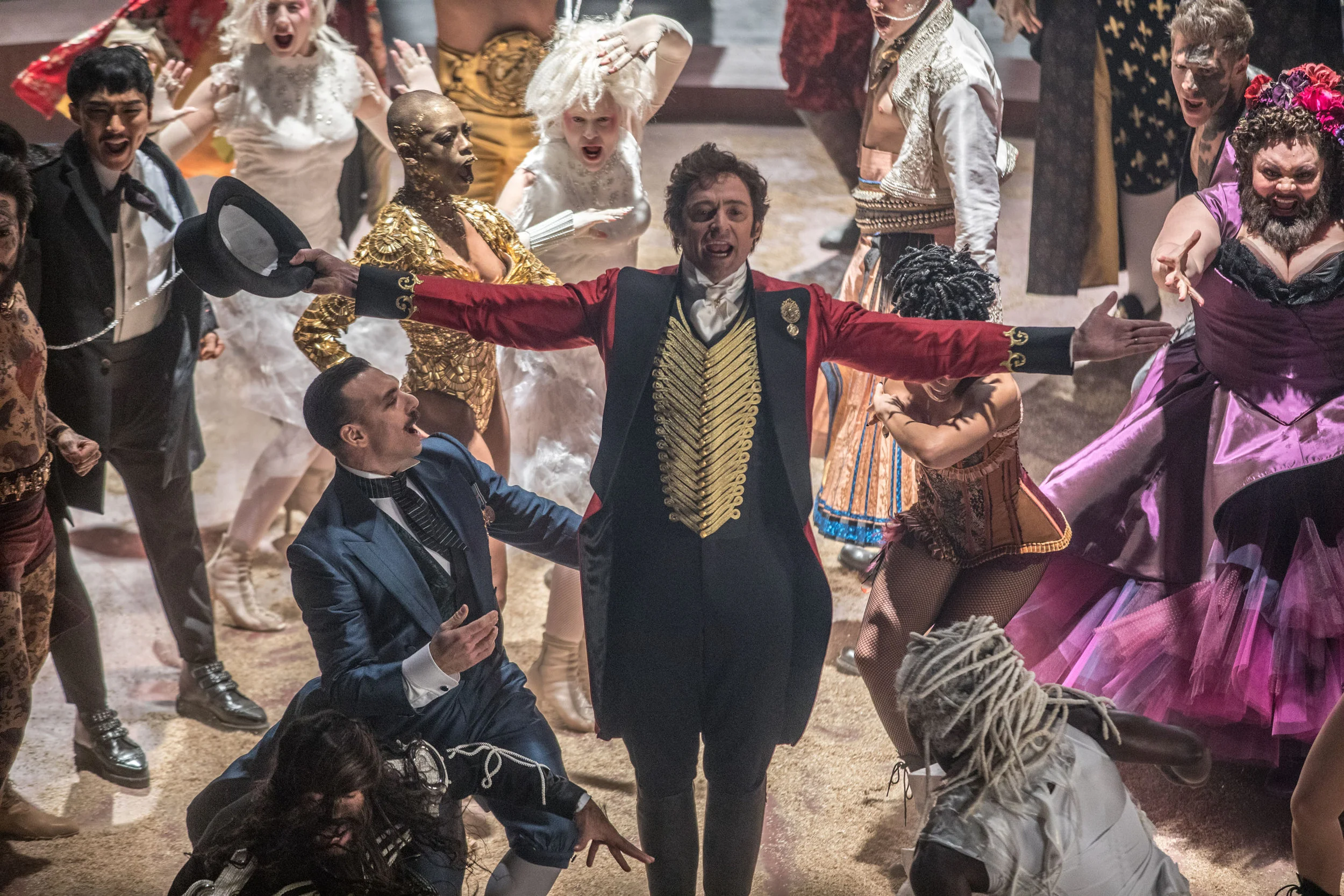 Hugh Jackman as P.T. Barnum sells us a load of elephant poop