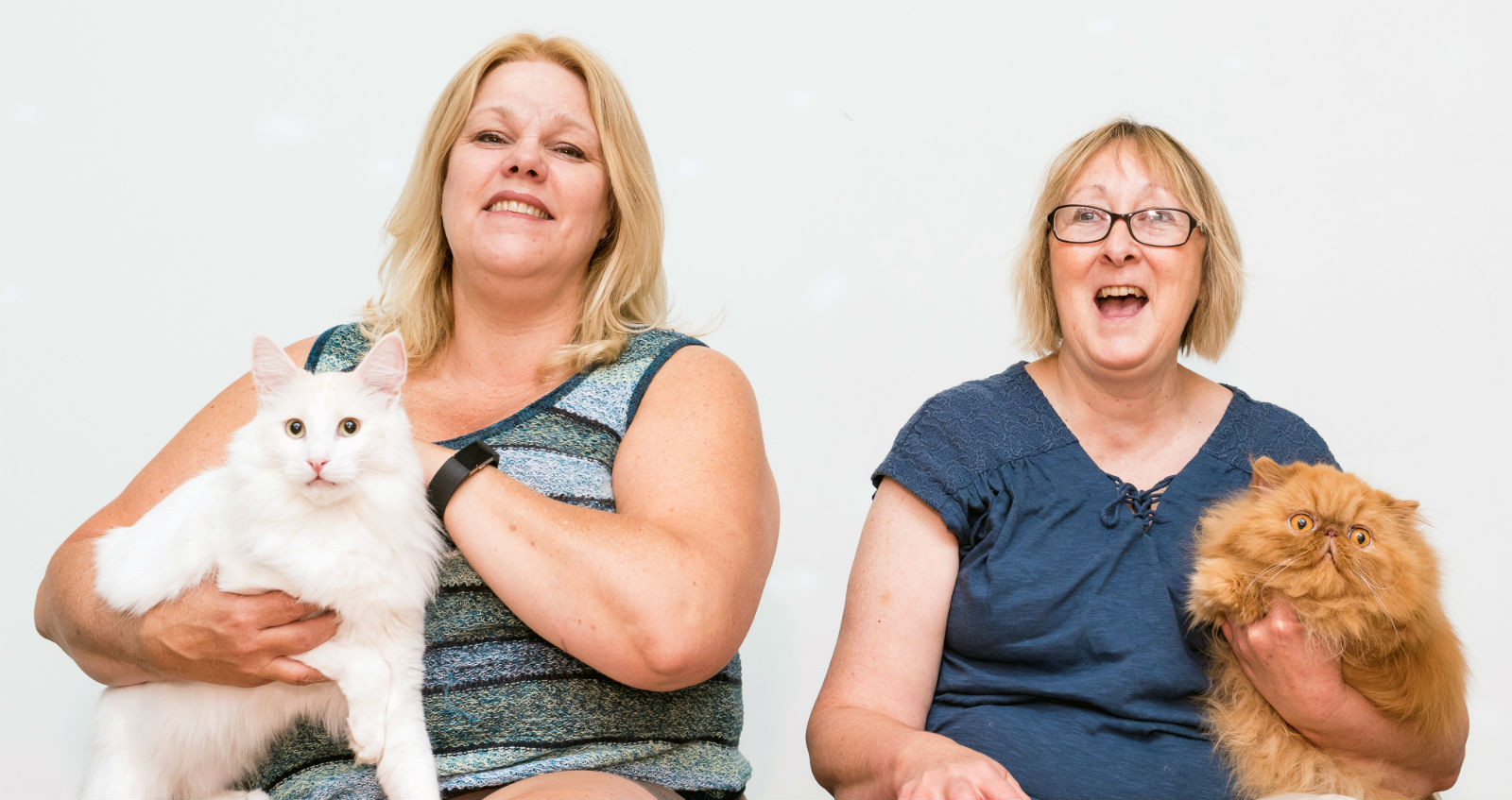Kim Langille with Bobby (left( and Shirley McCollow with Oh La La. Who would you rather pet?