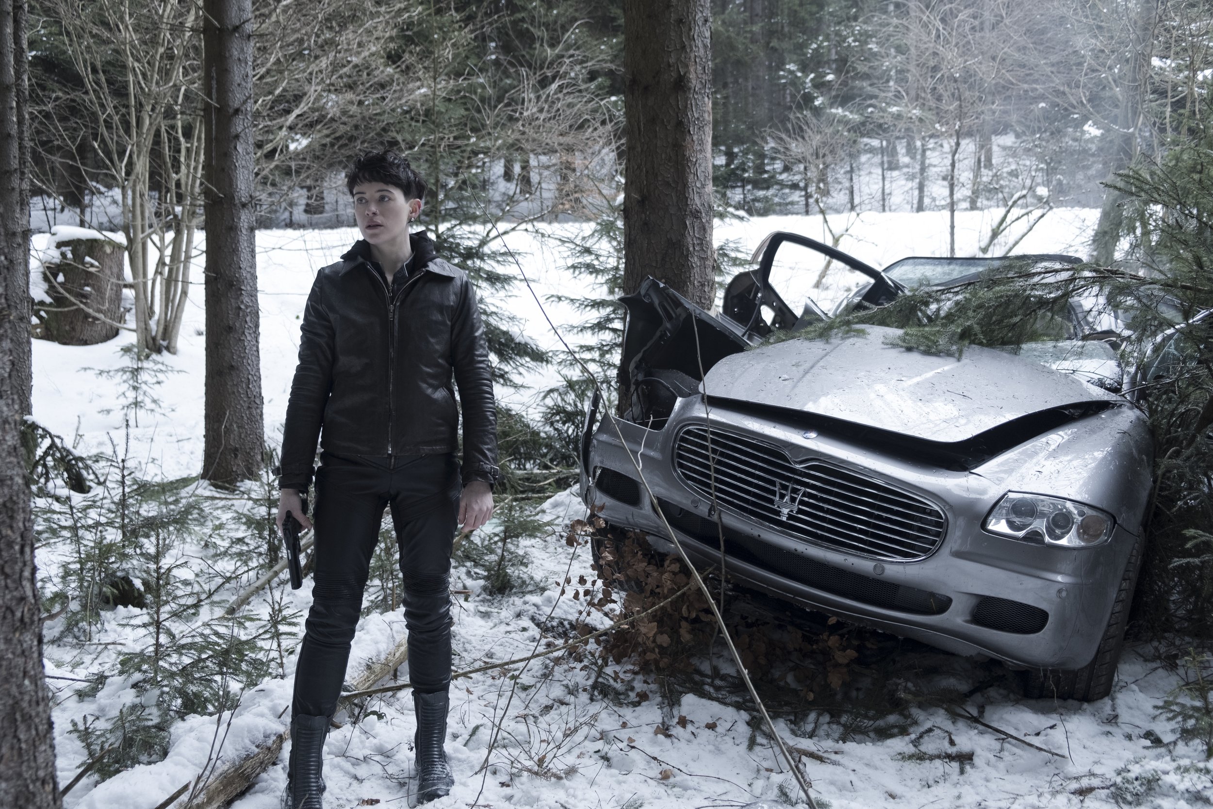 Haunted street kid no more: Lisbeth Salander (Claire Foy) kills cars and people with impunity.