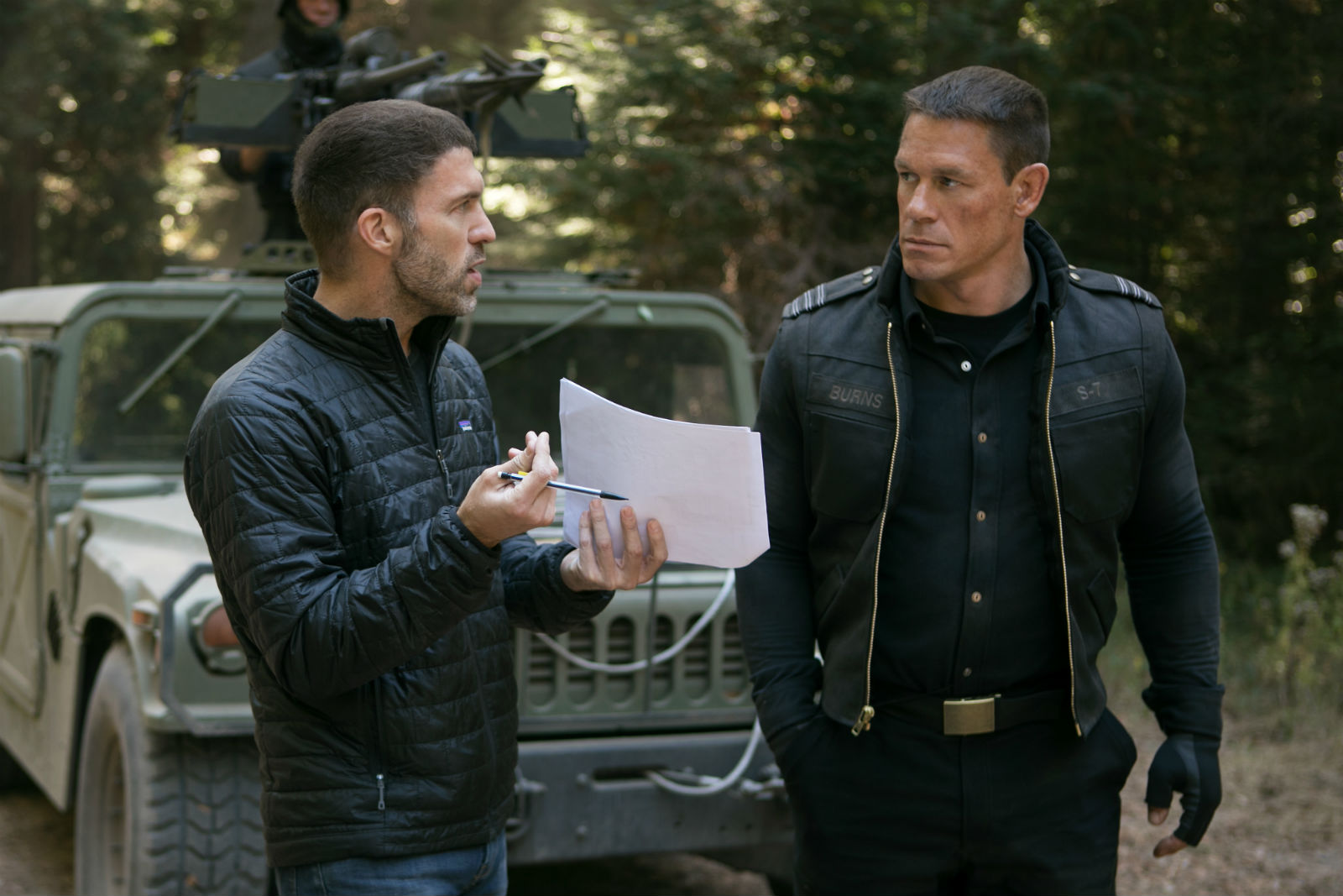 Director Travis Knight (left) with actor John Cena.