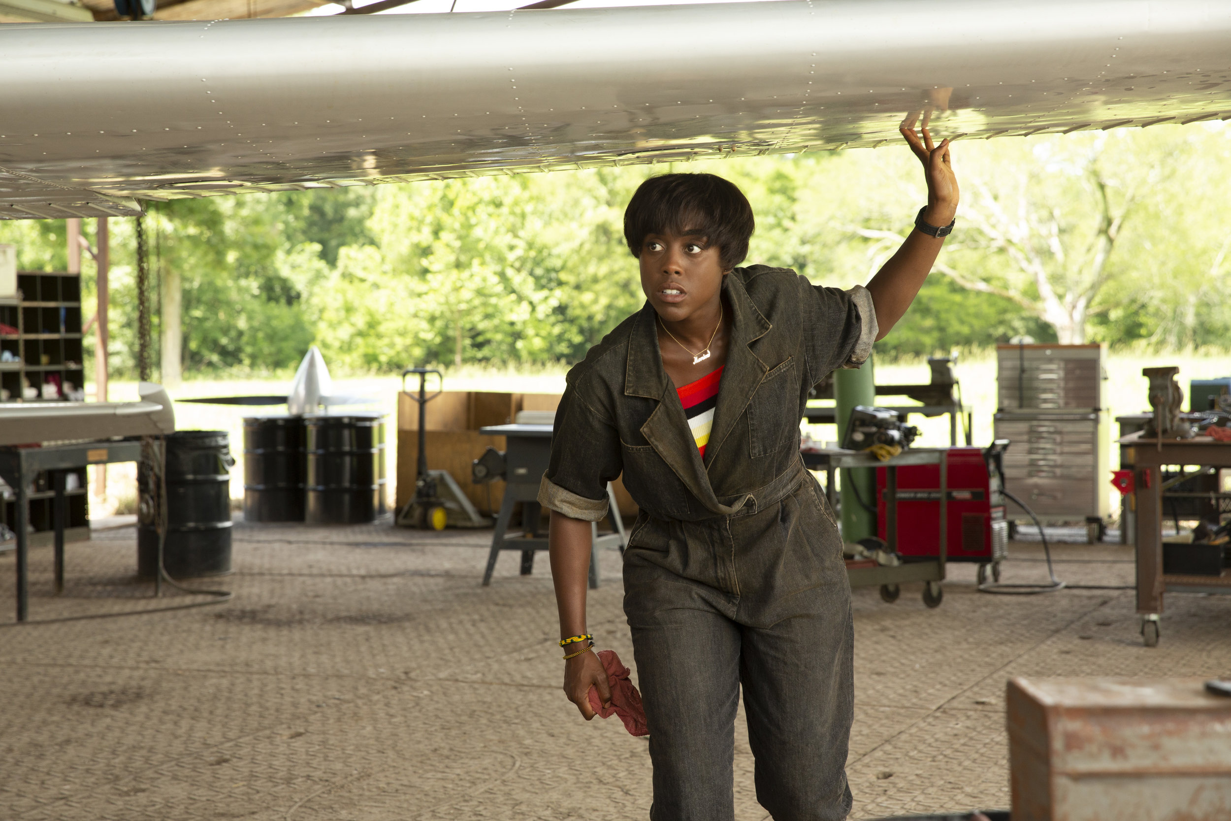 Lashana Lynch as Captain Marvel’s pal, USAF pilot Maria Rambeau. Believe it or not, she’s flown these things.