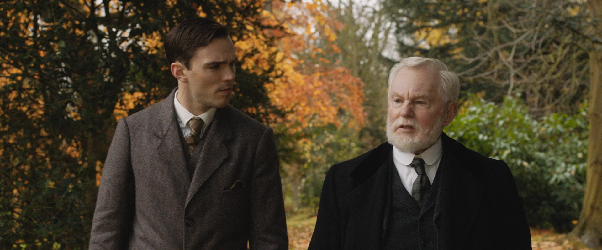 The young Tolkien (Nicholas Hoult) receives sage advice from an inspirational professor (Derek Jacobi)