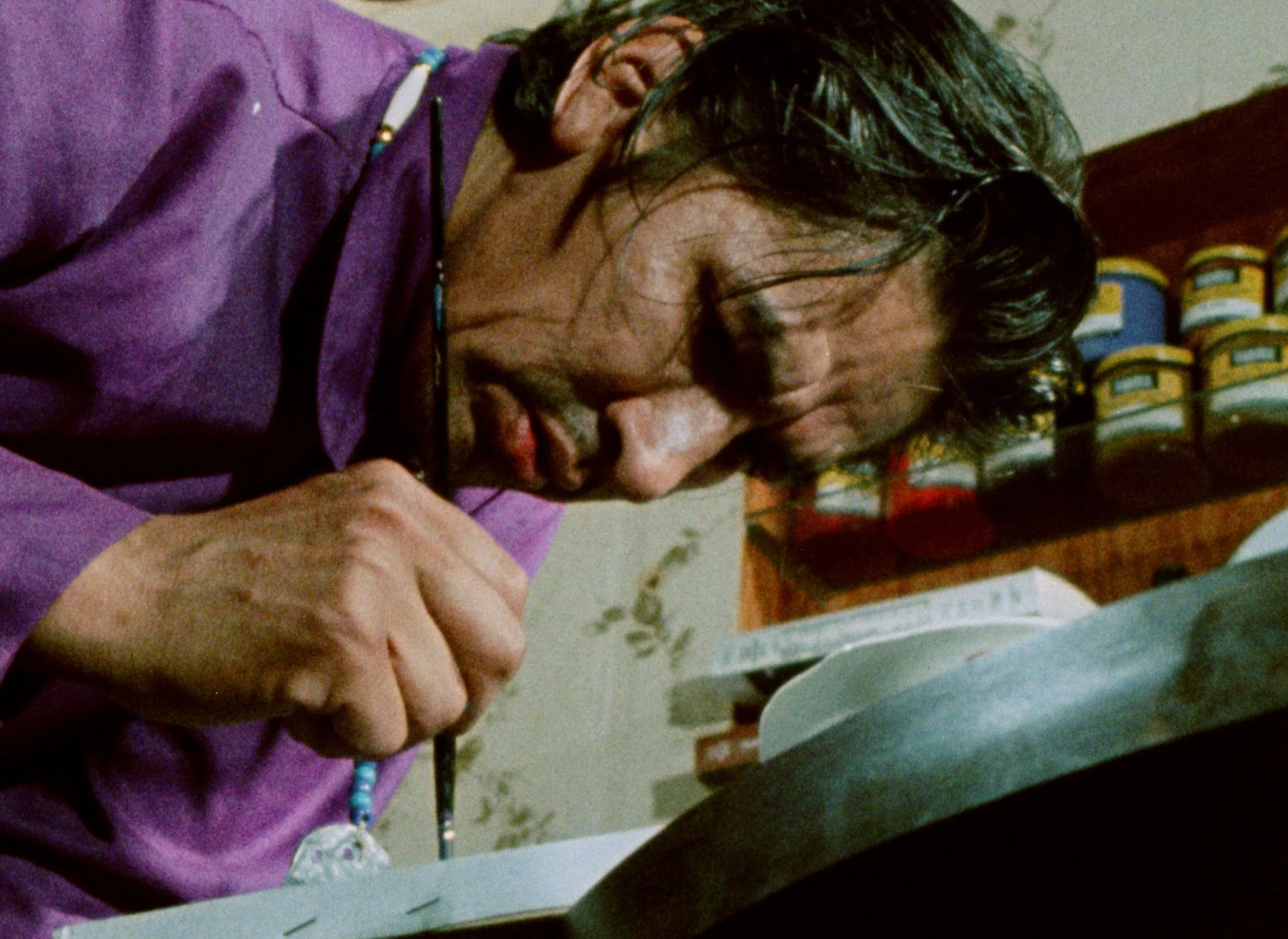 Norval Morrisseau at work.