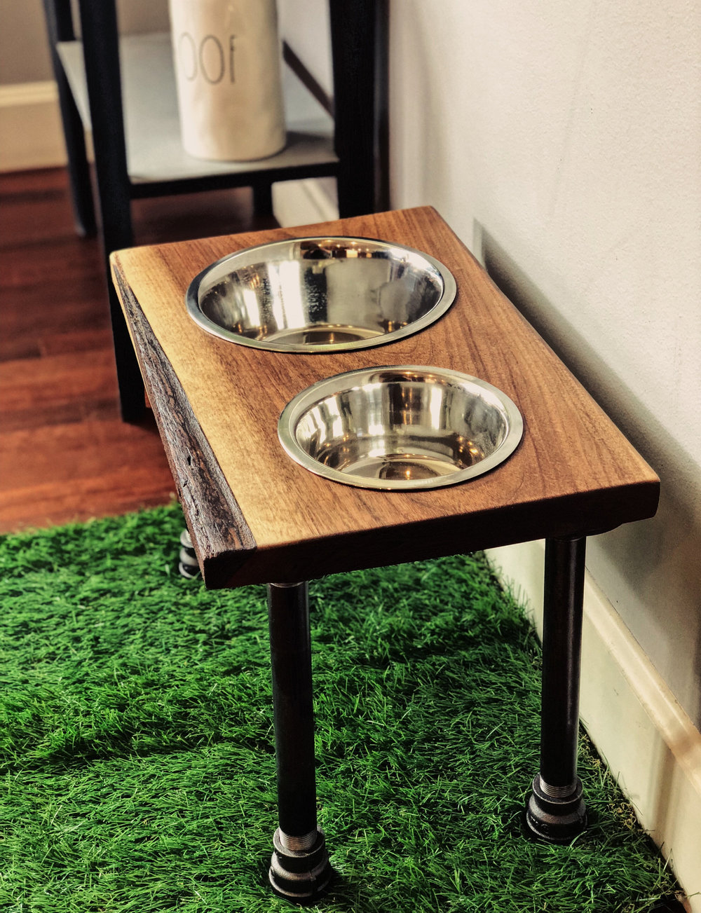 Dog Bowl Stand With Storage Perfect for Two Large Dogs. Rustic 