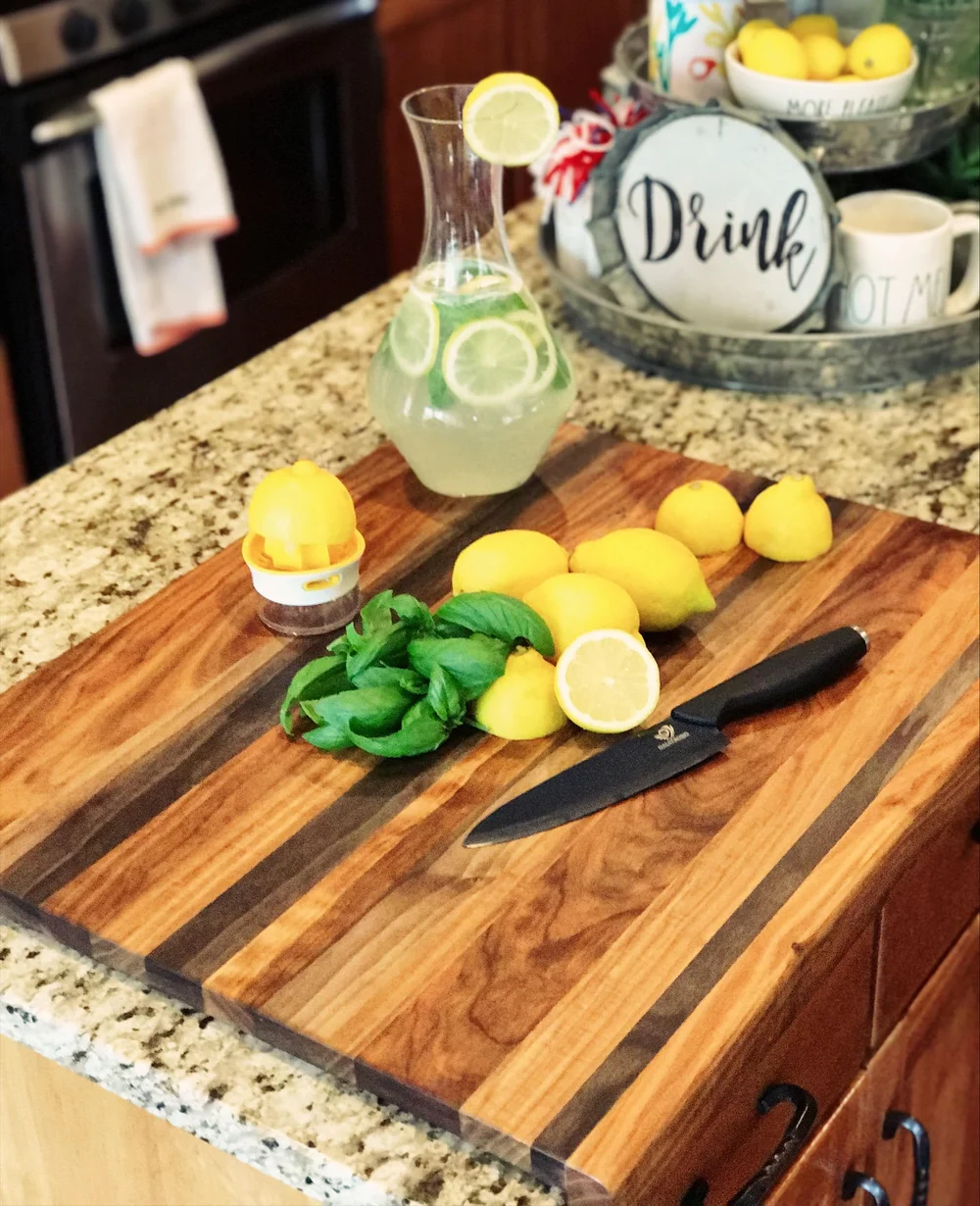 Striped Mendota Locks Cutting Board w/ Countertop Lip ...