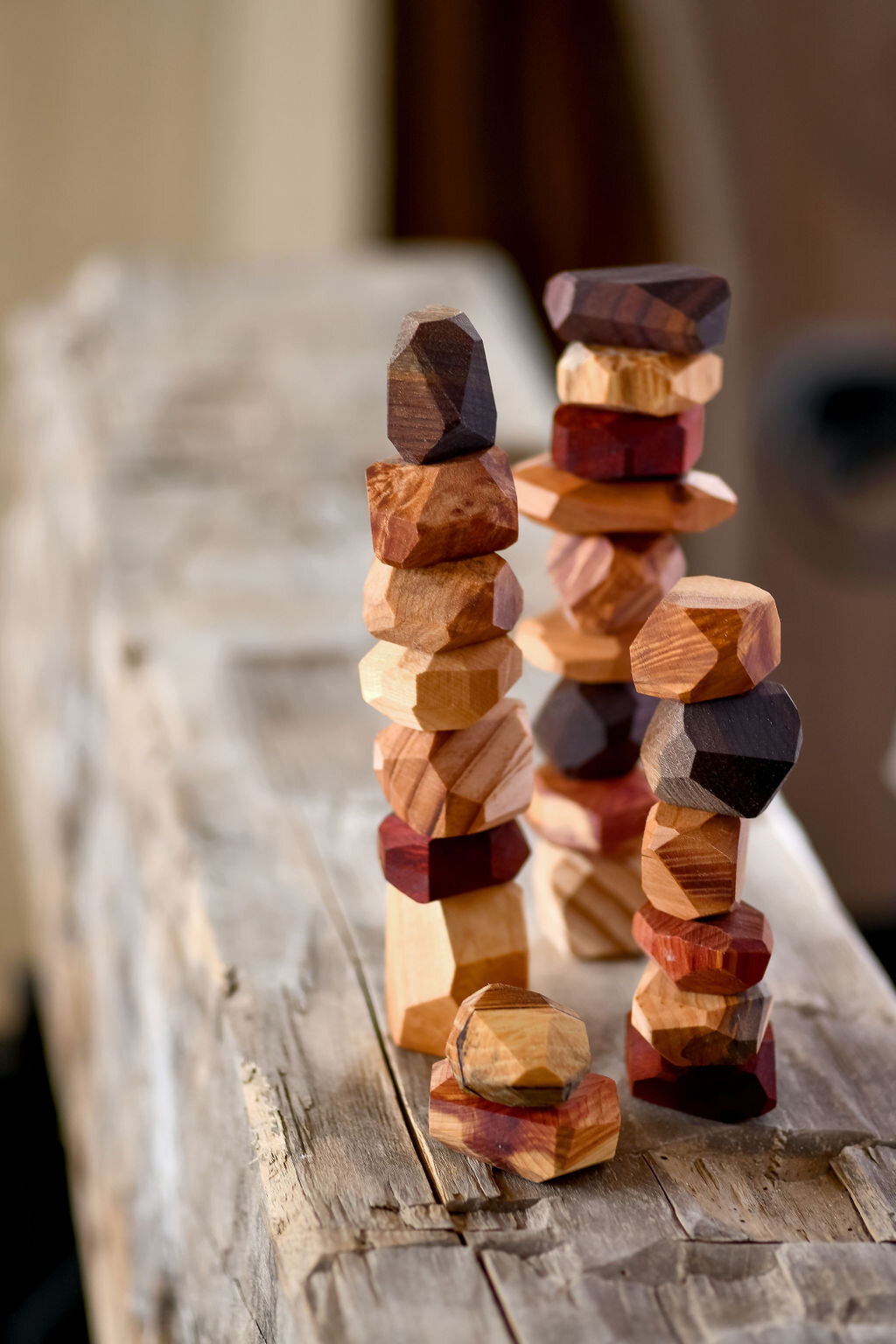 Tumi Ishi Blocks - Wooden Stacking Rocks or Balancing Stones. Made from assorted Hard Woods &amp; Burls! Great Gift for All ages!