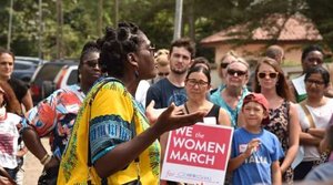 One of the leaders of the Women's March in Accra on January 21st, 2017