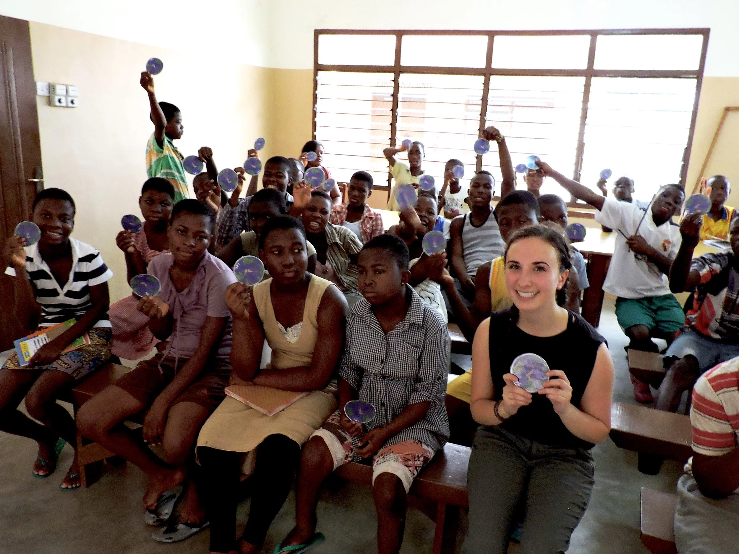 Giving out R.O.C. stickers (only half the room pictured, boys got them too!!)
