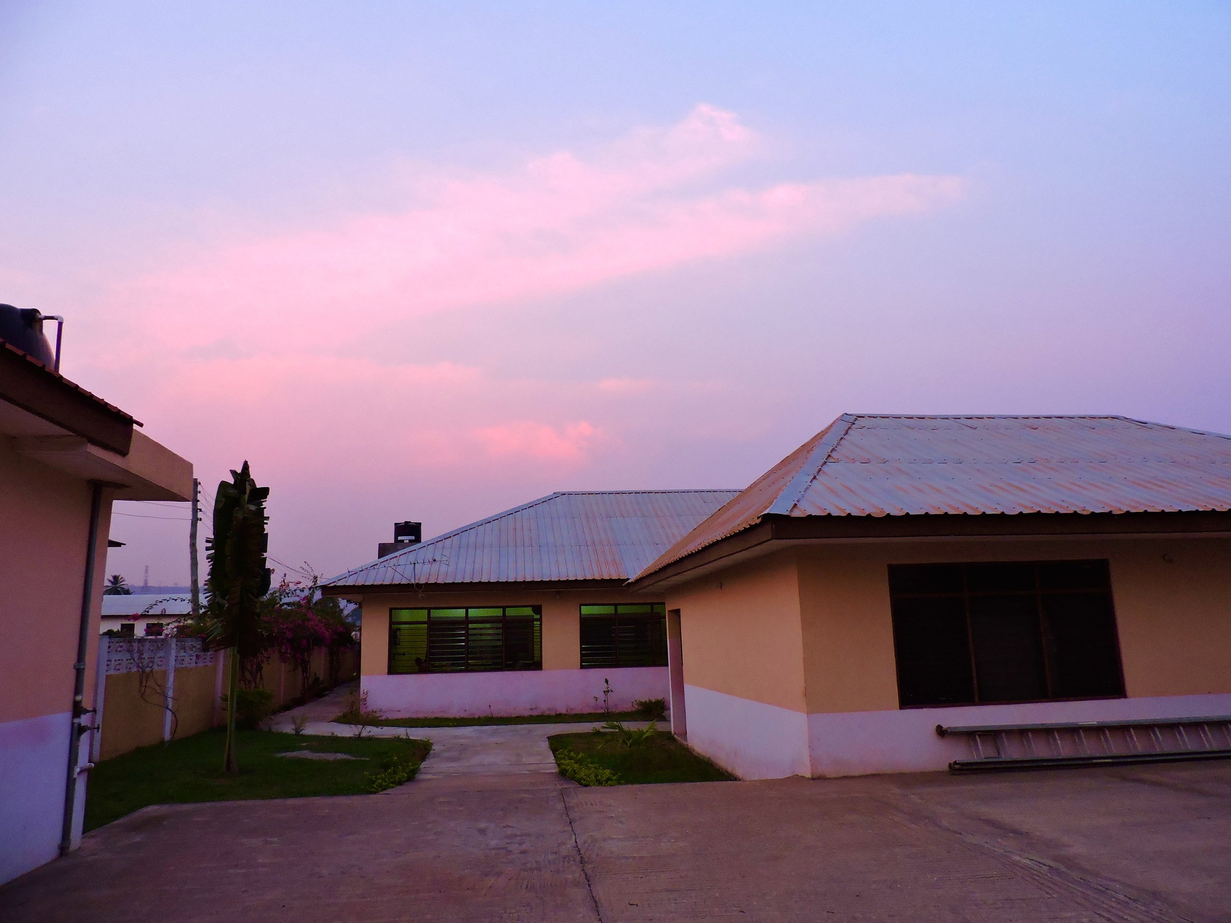 Pink sky over Madam Fo Ghana