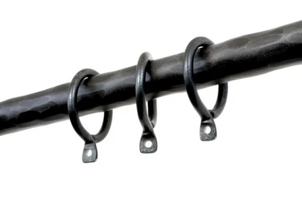 Iron 3/4" Rings on Rod, Wrought Iron Gray Finish