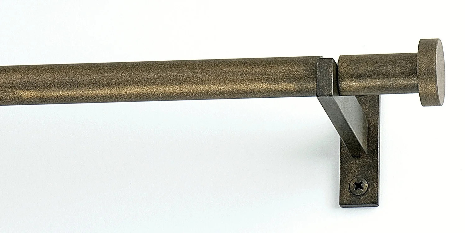 3/4" Casa Curtain Rod /w Short 2" Disc Finial with Antique Bronze Finish