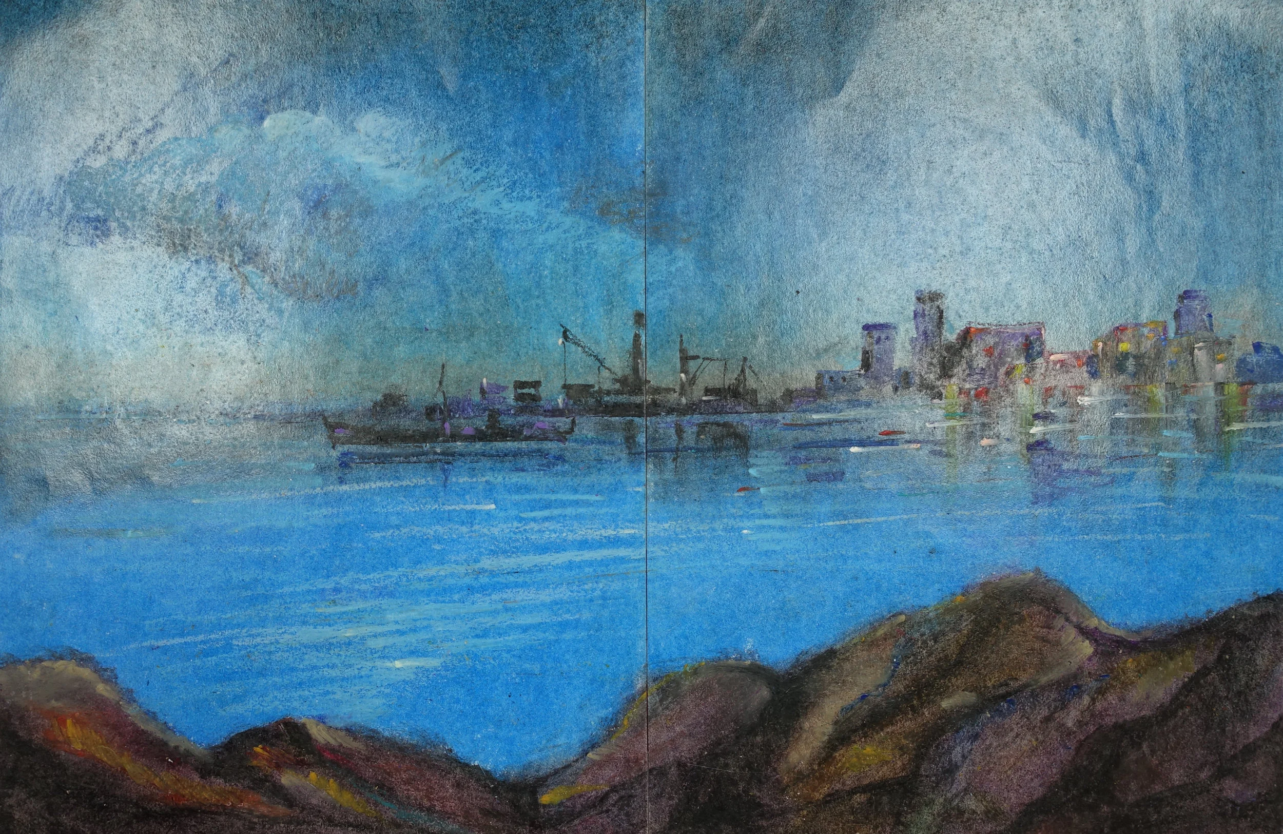 Ghaleb Al-Bihani, Large Ship against a Skyline, 2015.