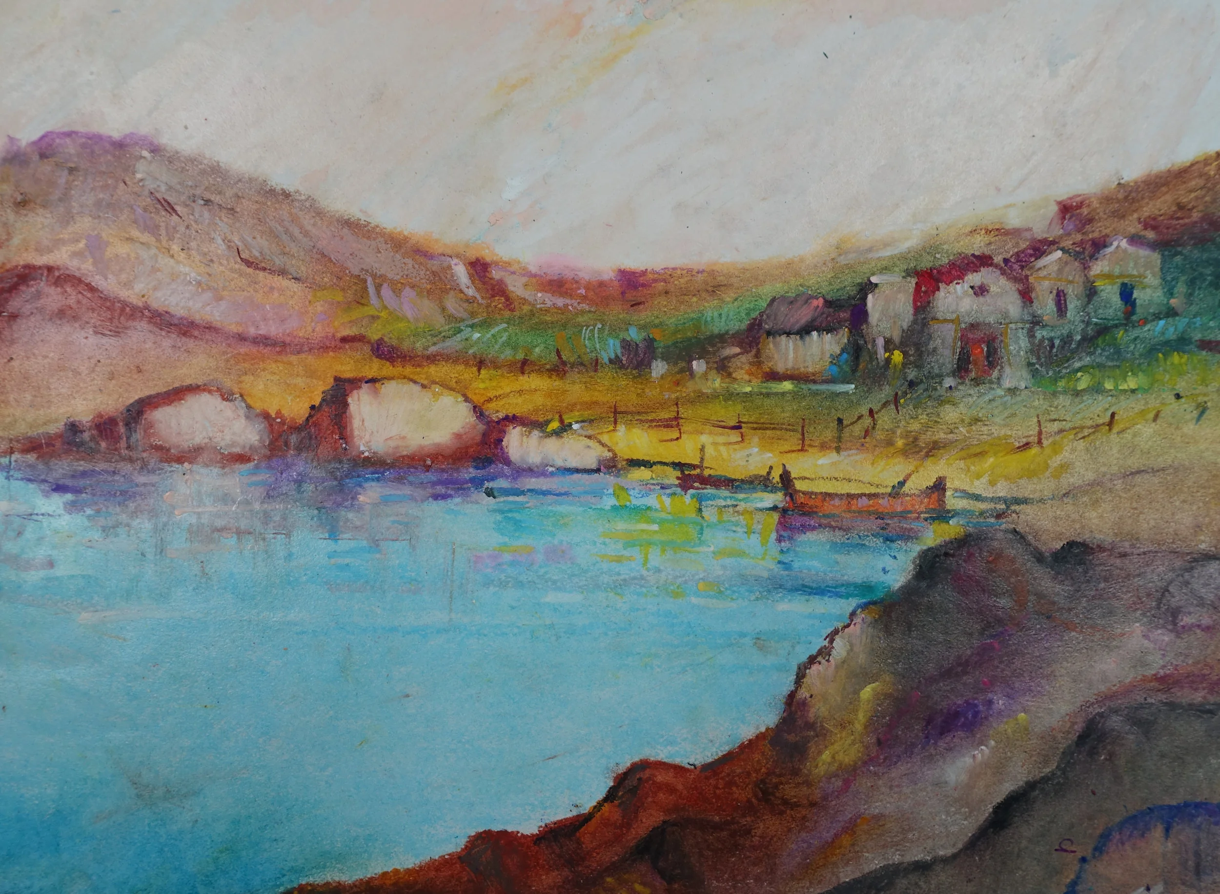 Ghaleb Al-Bihani, Houses Reflected in a Bay, 2015.