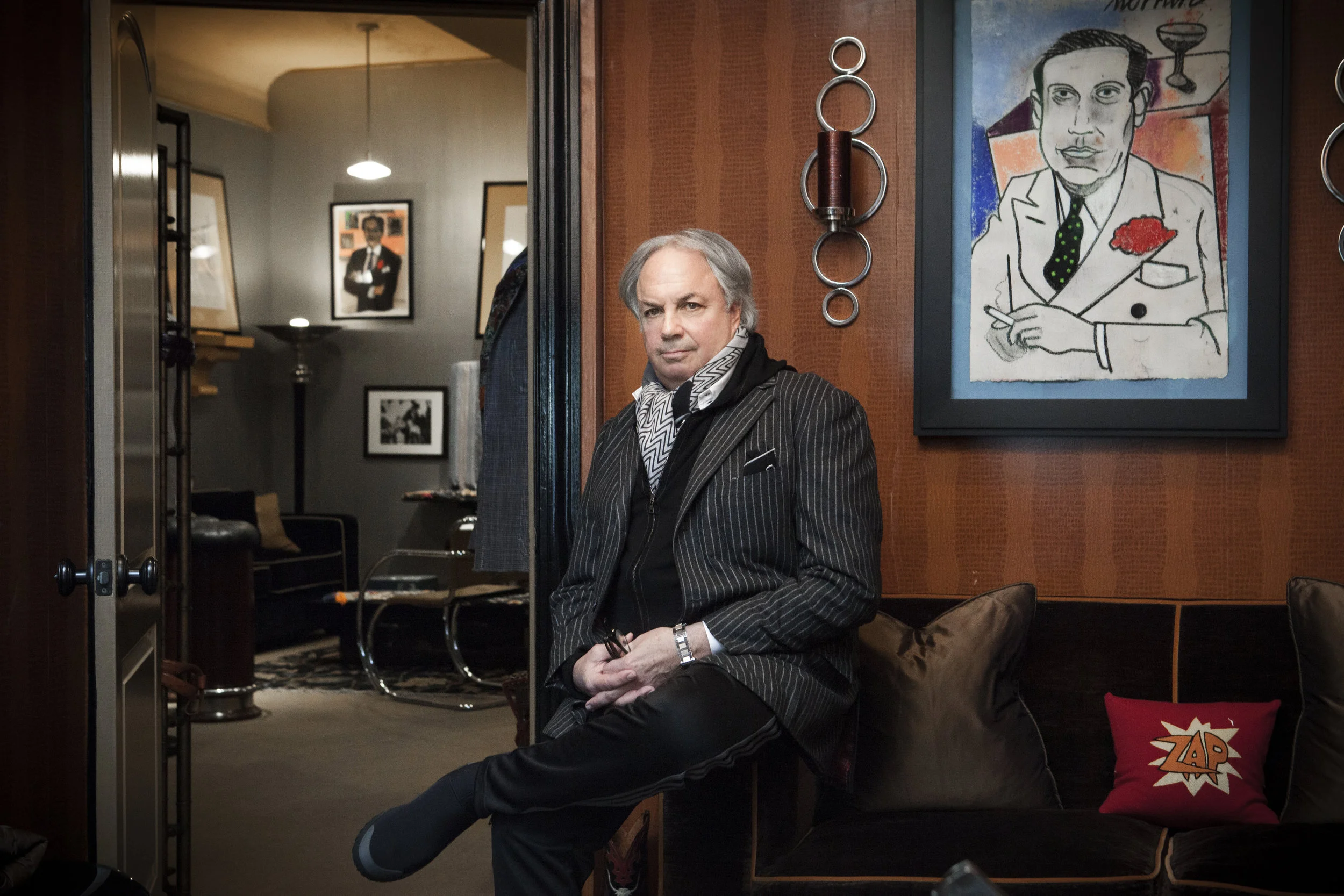 Alan in his office with his Richard Merkin portrait of Cole Porter.