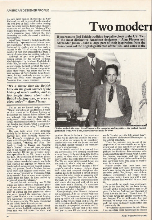 Men's Wear, 1983 - American Designer Profile: Modern Traditionalists ...