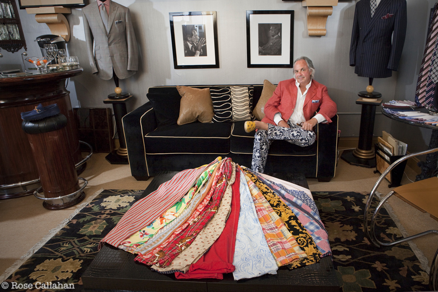 Alan displays his formidable collection of “go-to-hell” trousers. Photo: Rose Callahan