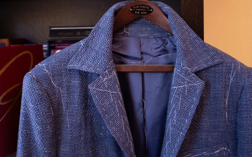 NWOT Alan Flusser Cotton Blend Blue Paisley Seersucker Sports Jacket/Blazer