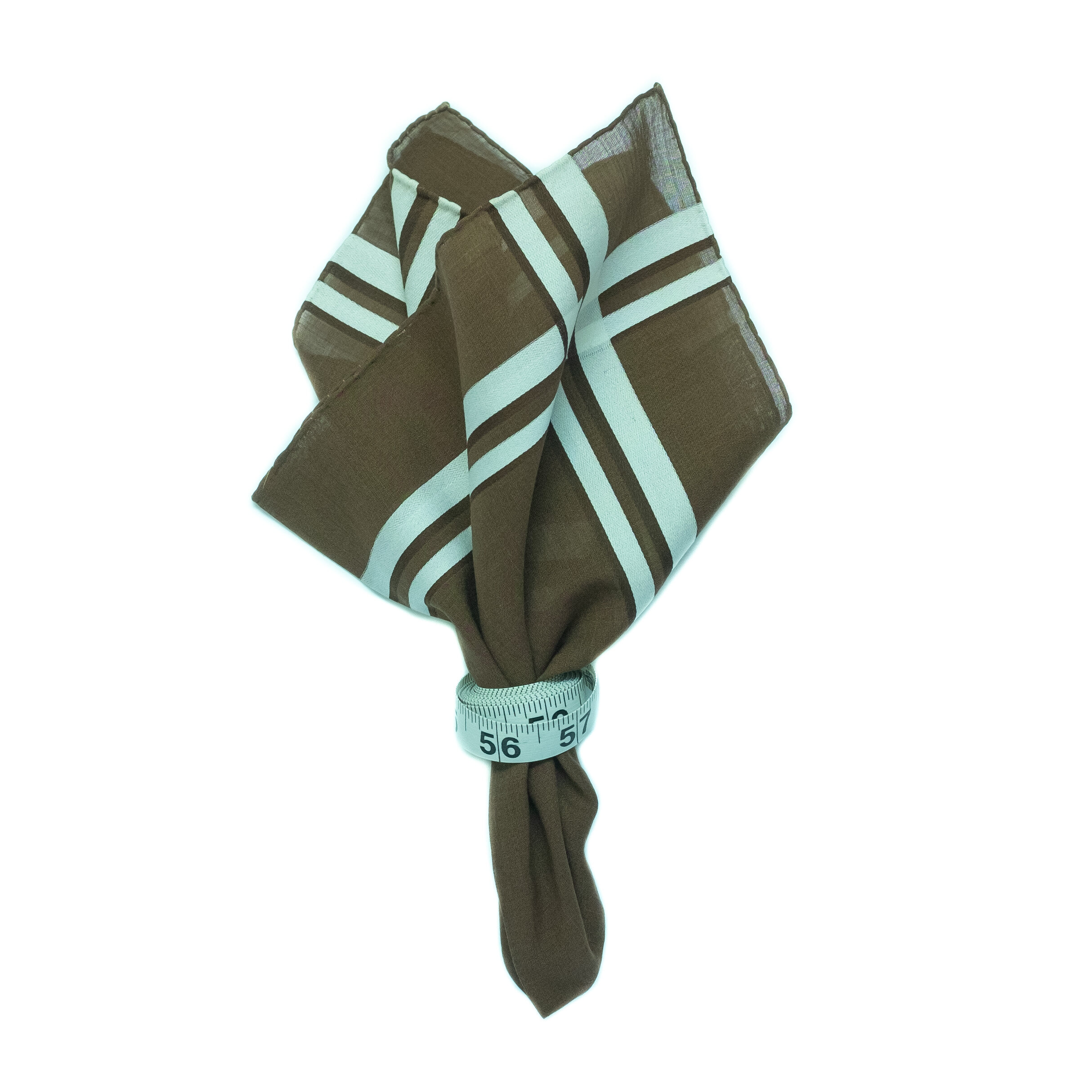 Deadstock Brown with Off-White Woven Border Pocket Square