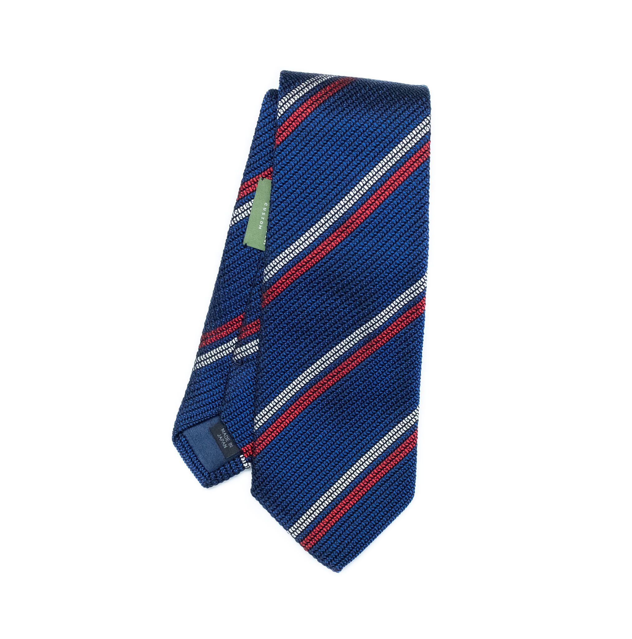 Navy regimental stripe silk tie — Alan Flusser Custom