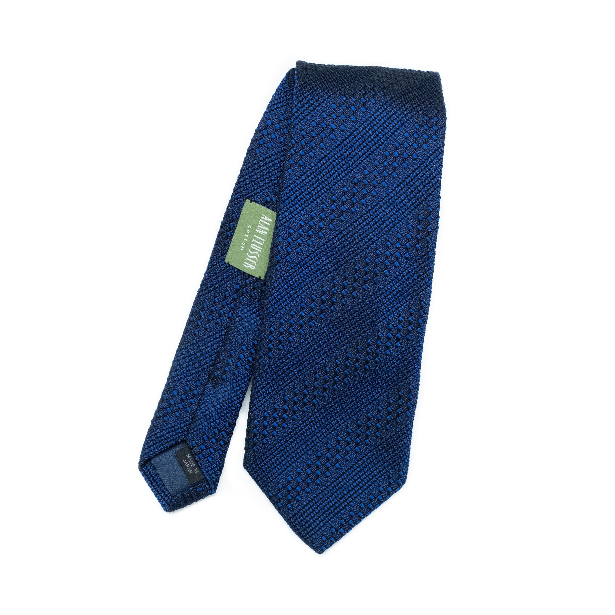 Navy jacquard self stripe silk tie — Alan Flusser Custom