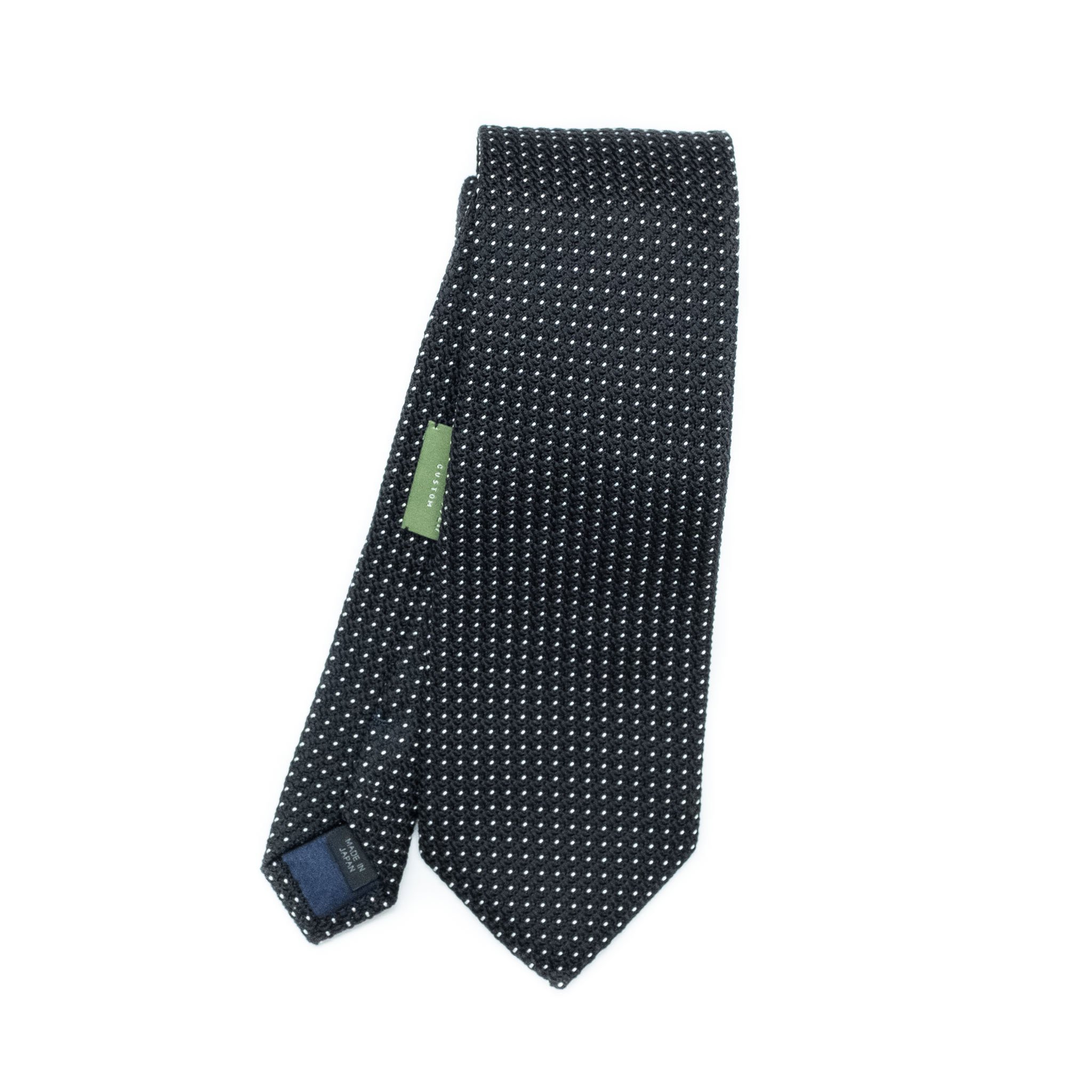 Black with white line dots silk tie — Alan Flusser Custom