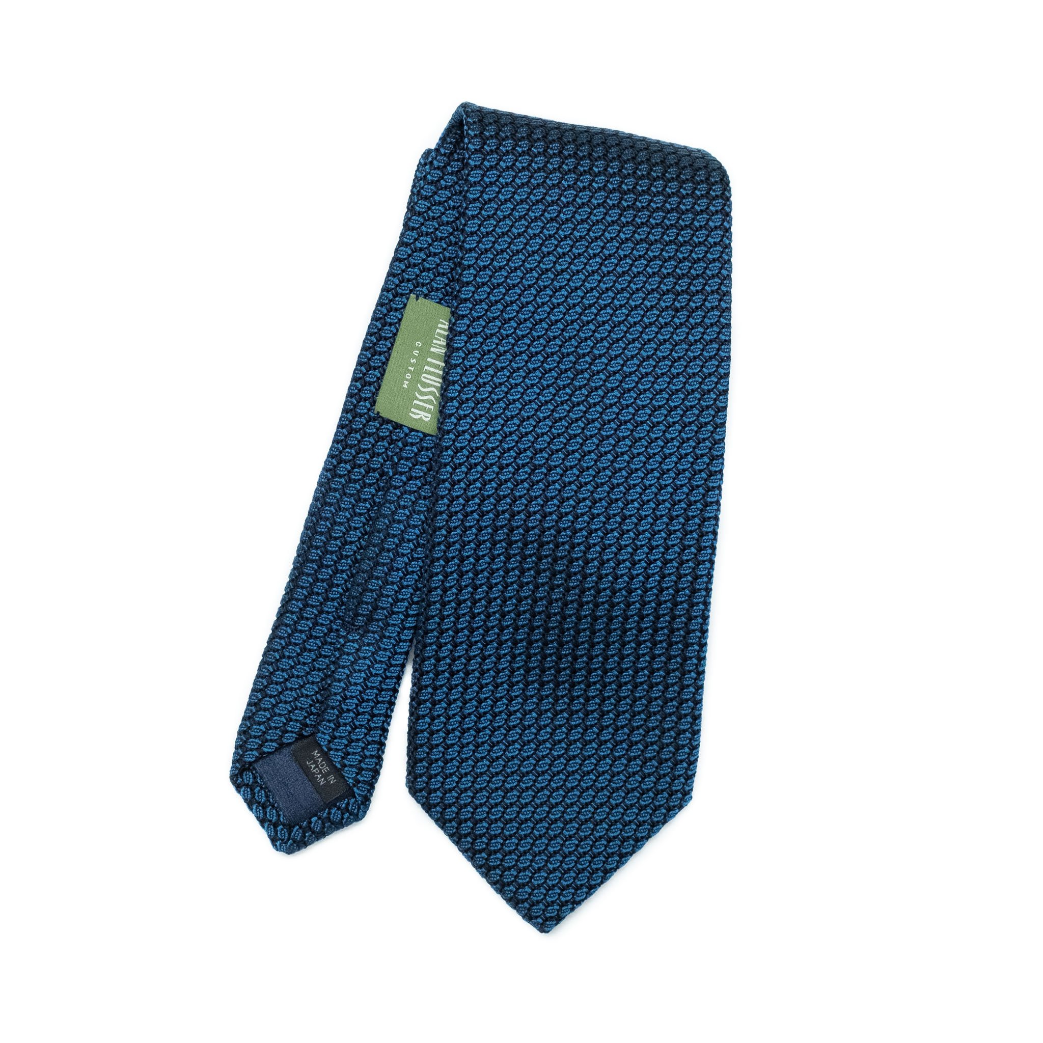 Mid blue silk grenadine tie — Alan Flusser Custom