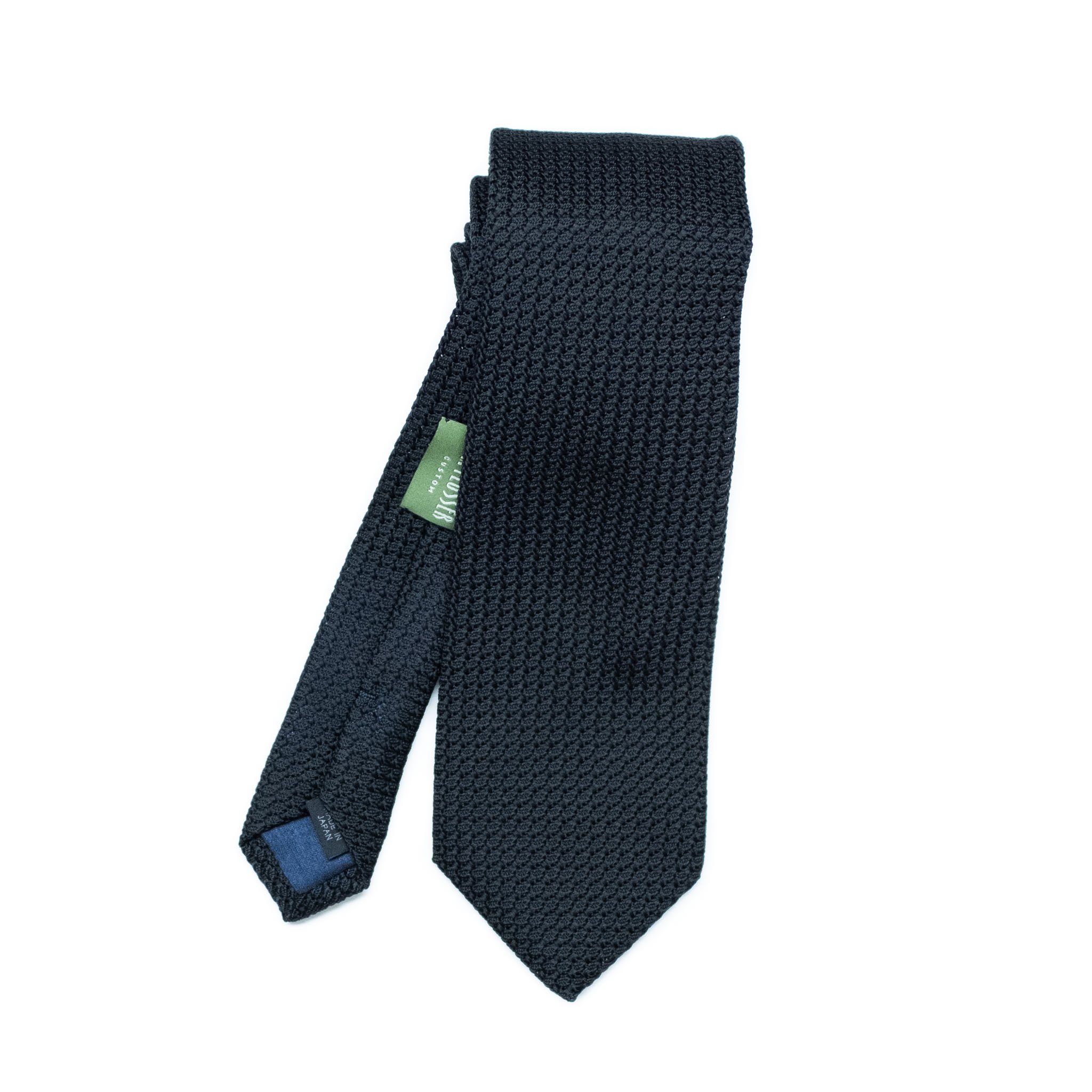 Black silk grenadine tie — Alan Flusser Custom