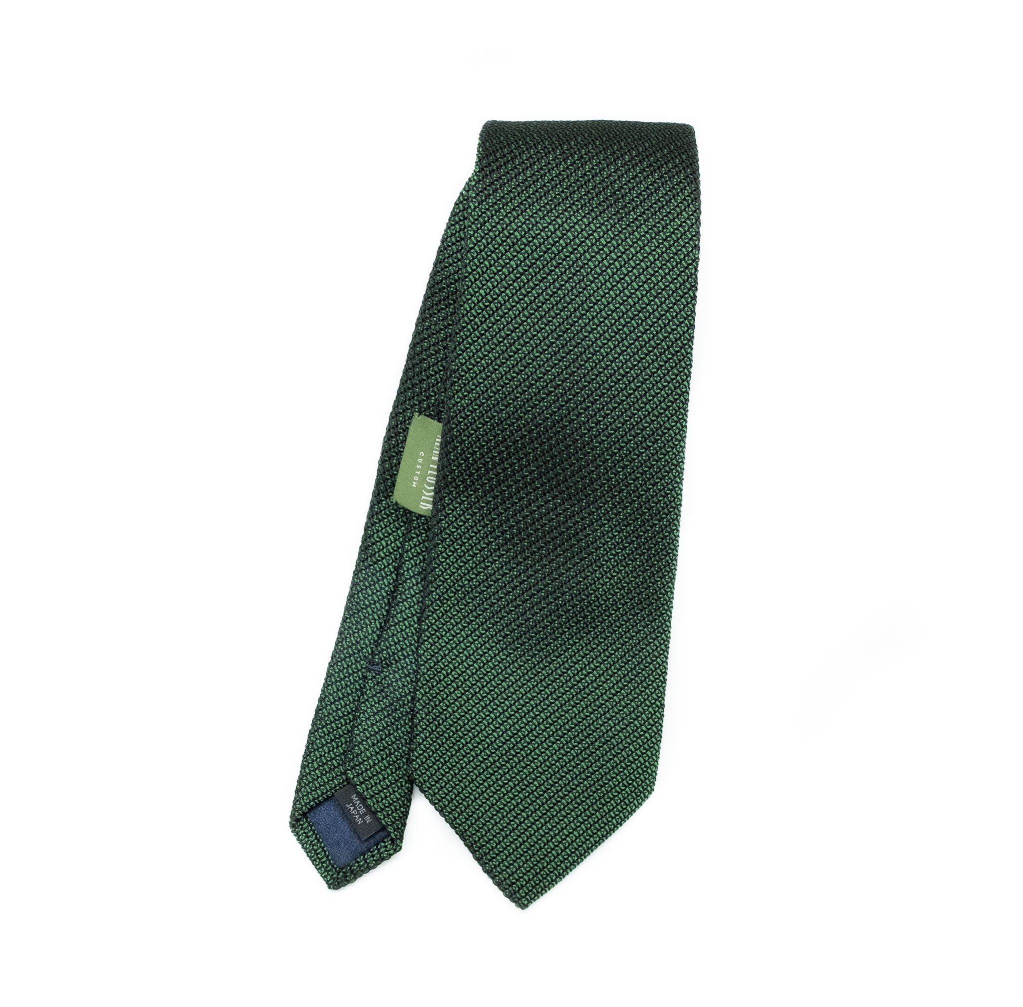 Green silk solid tie — Alan Flusser Custom
