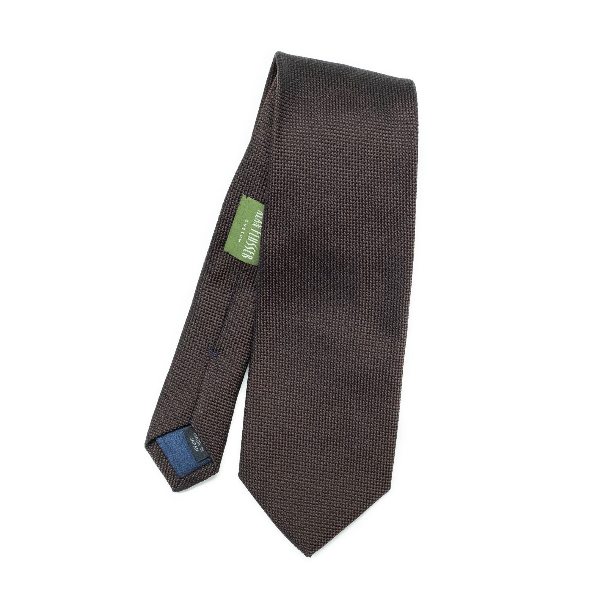 Brown silk solid tie — Alan Flusser Custom