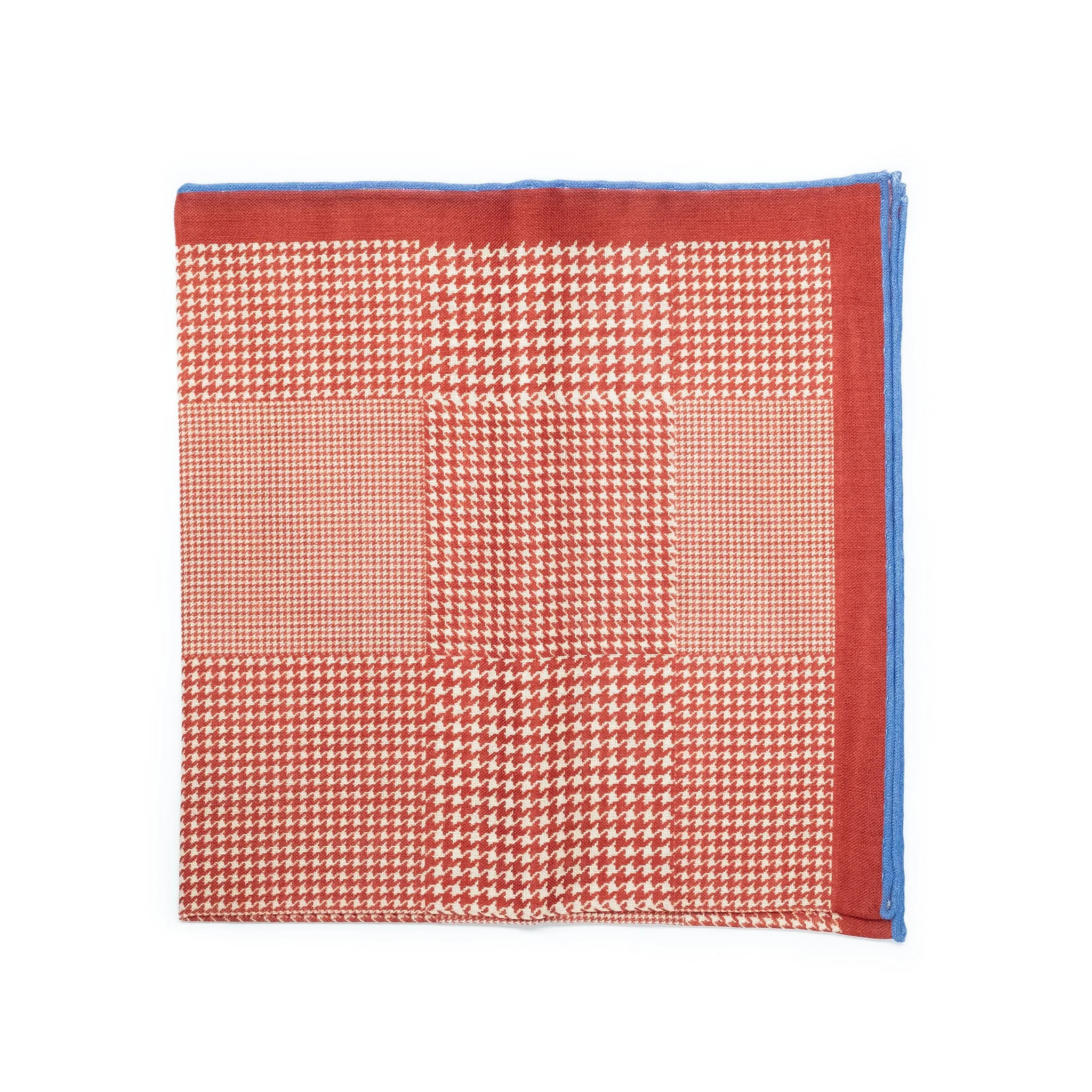 Burnt orange houndstooth pocket square flat