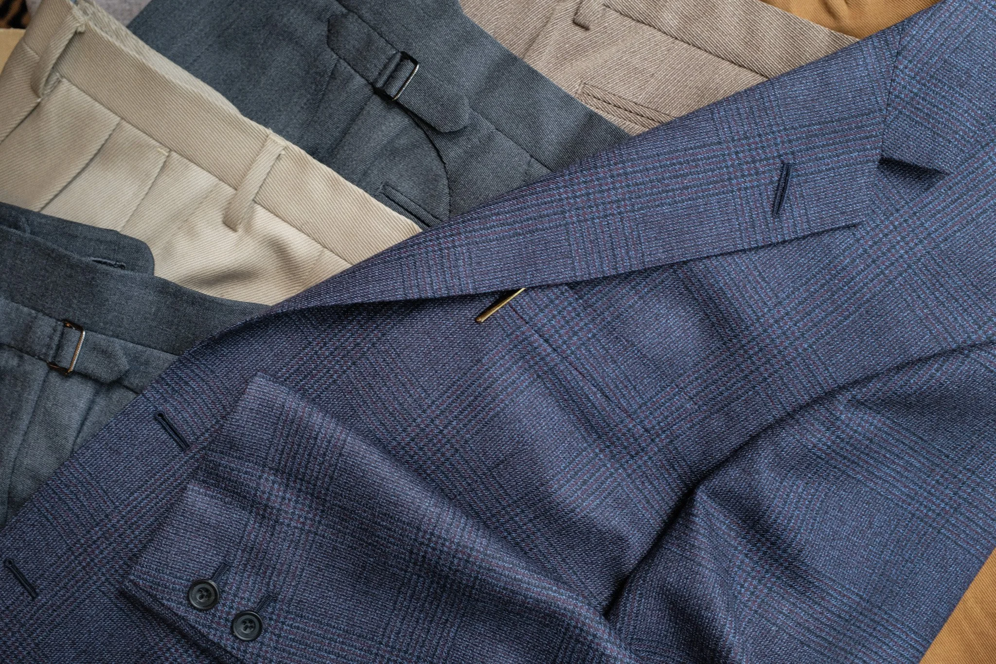 Navy plaid sportcoat with trousers