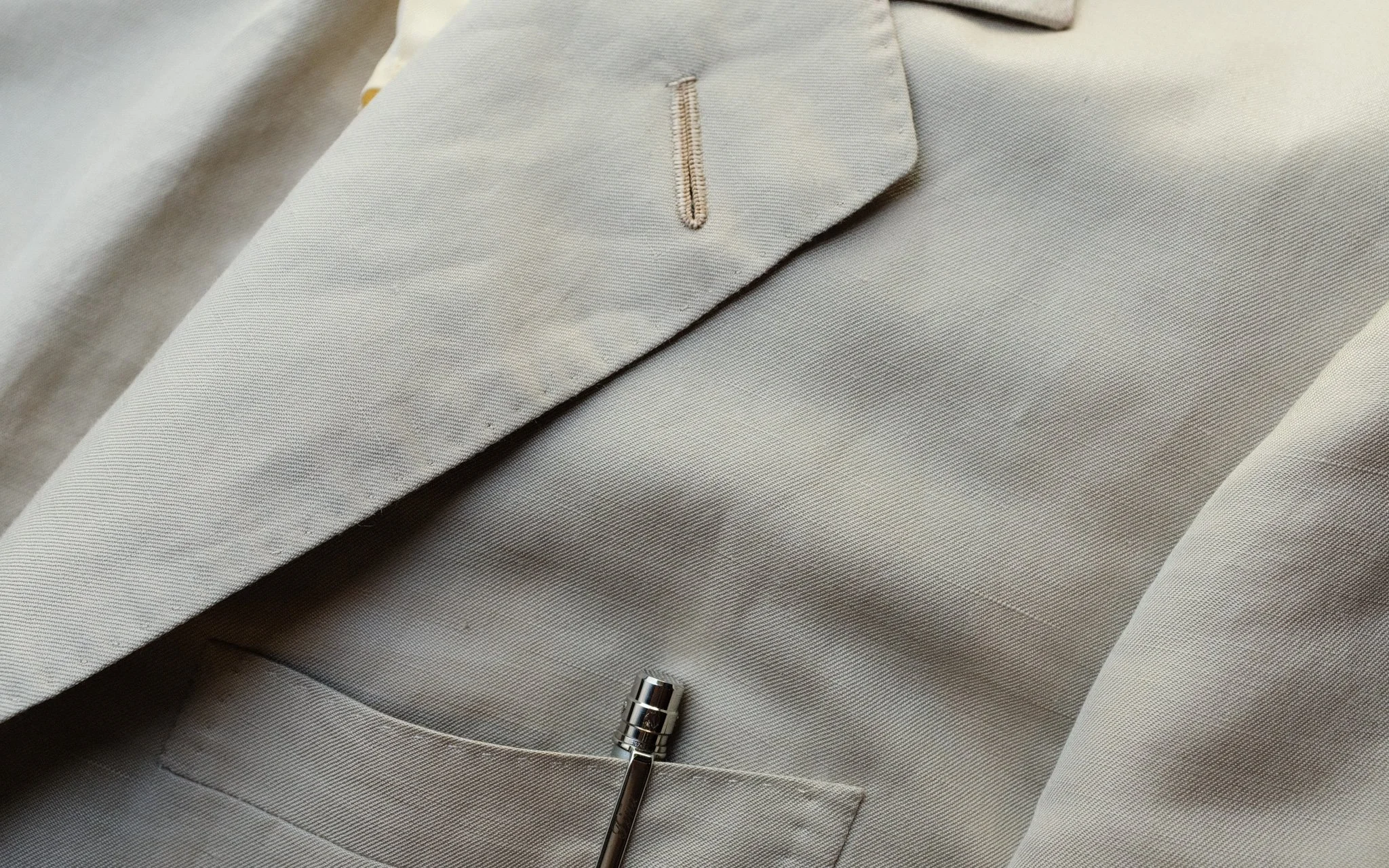 Tan silk and linen suit