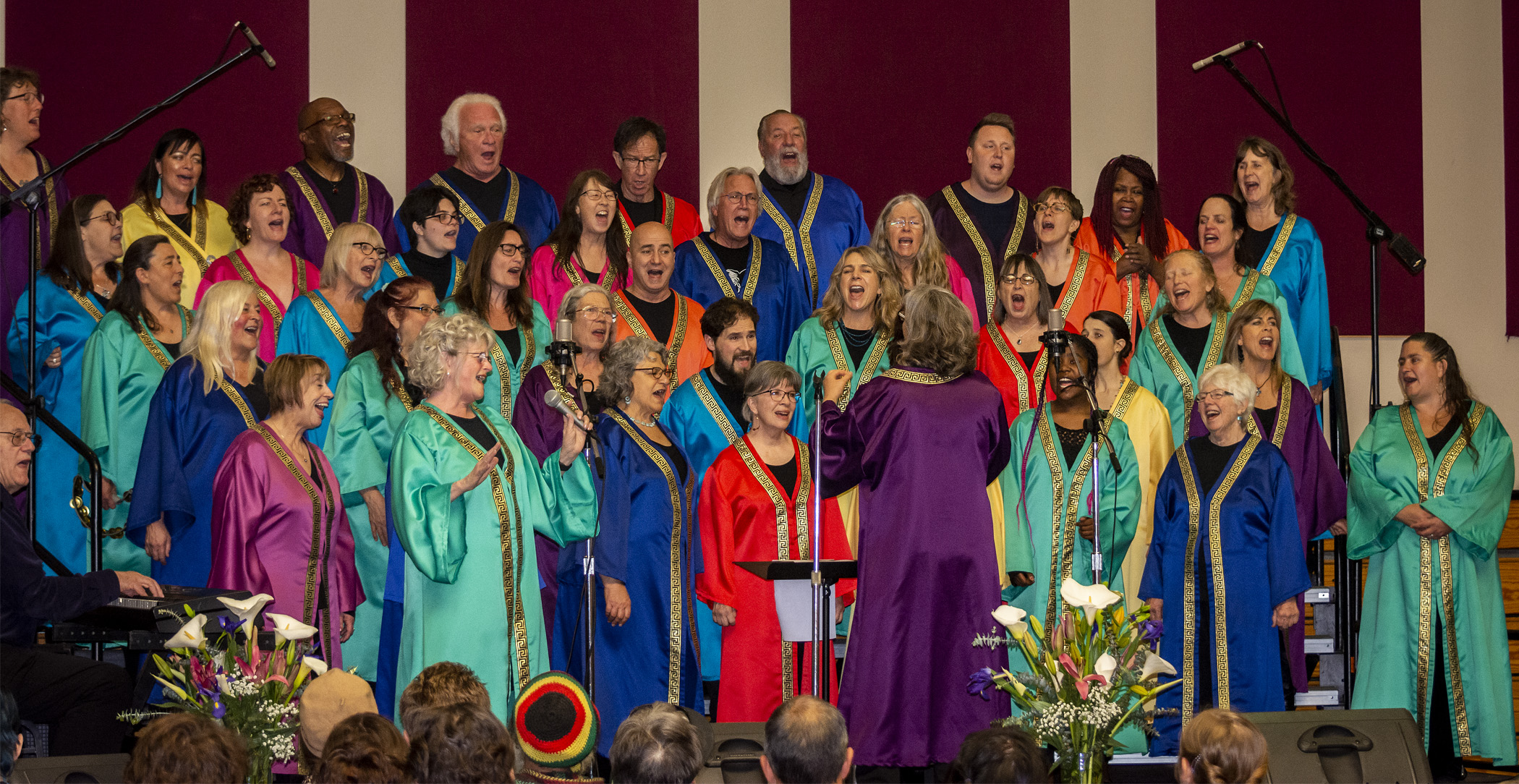 KRISTIN KIRBY DIRECTS THE CHOIR AT THE MAY 19, 2019 PRAYER BREAKFAST AT THE ARCATA COMMUNITY CENTER, OUR FINAL SHOW OF THE SEASON. (PHOTO: MARK LARSON)
