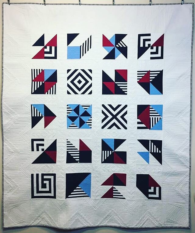 #IGQuiltFest2020Day6: Scrap Quilts. This one is called Modern American. I made it for my book, Stripe Quilts Made Modern. Most of the quilts in the book are made using bias-cut squares, which leaves a lot of scraps (or as I lovingly call them, &ldquo
