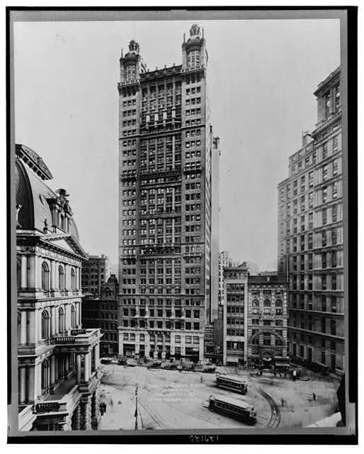 Park Row, known as newspaper row. Laura was the only woman in her paper's city room.