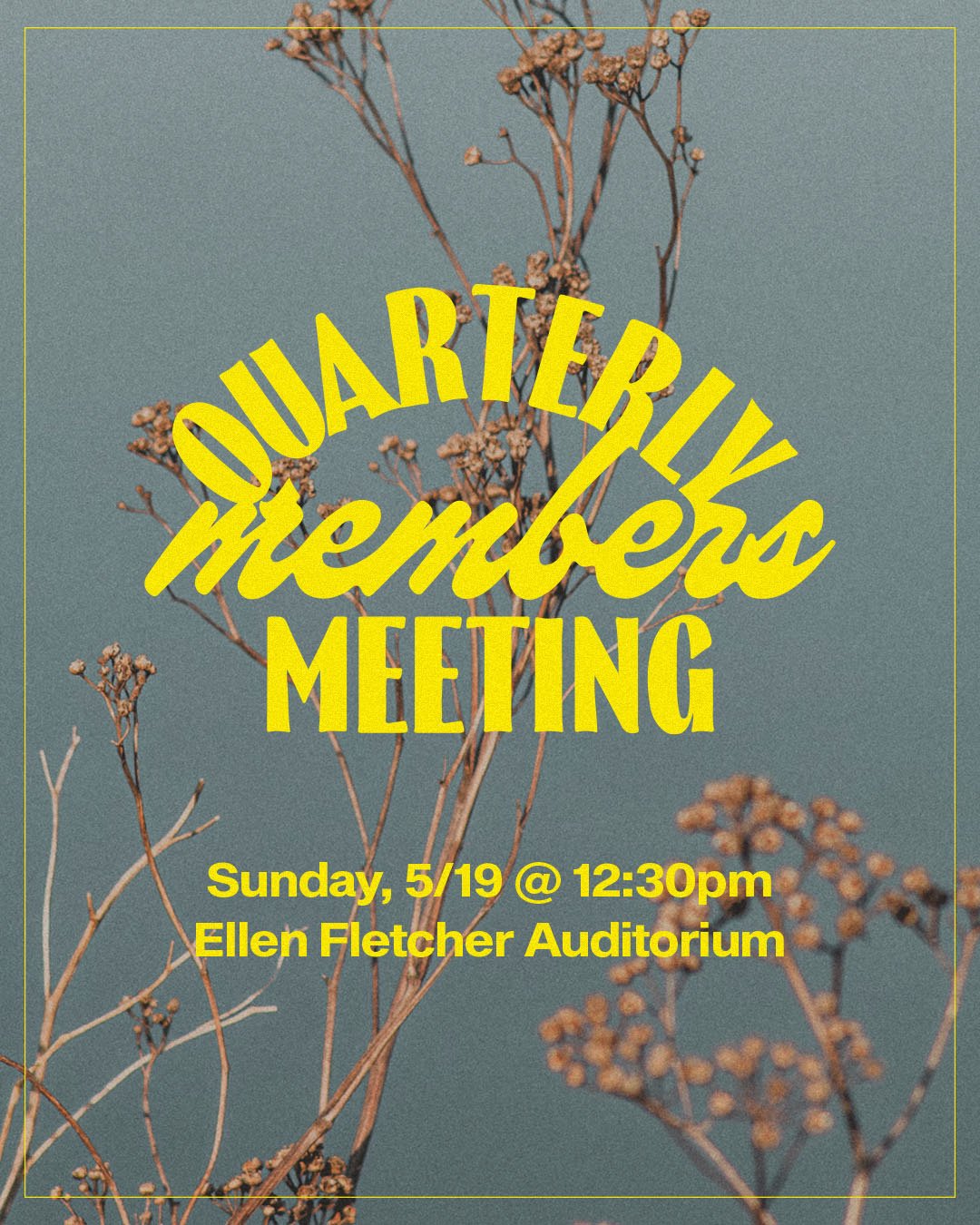 Hello church, announcements below!

- Mark your calendars for our quarterly members meeting on Sunday, May 19th at 12:30 PM in the Ellen Fletcher auditorium. Non-members are also welcome to attend!

- Join our Men's Ministry on May 18th for a worksho