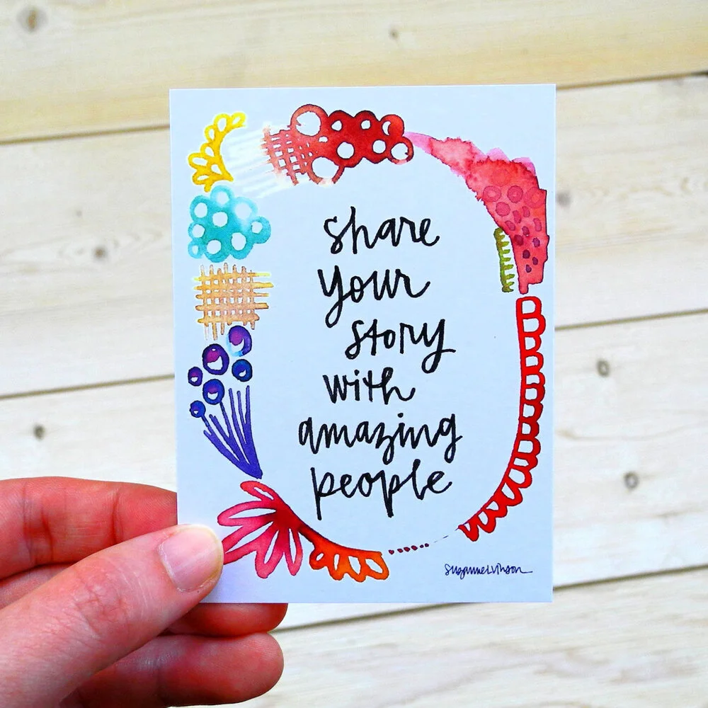 share your story with amazing people - wisdom card - 2.75 x 3.75 inches