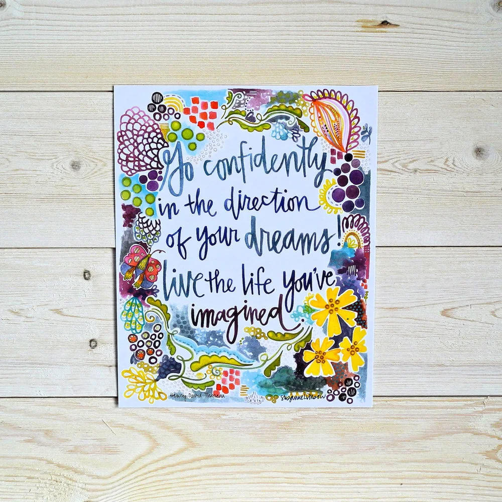 thoreau quote - 8 x 10 inches - go confidently in the direction of your dreams