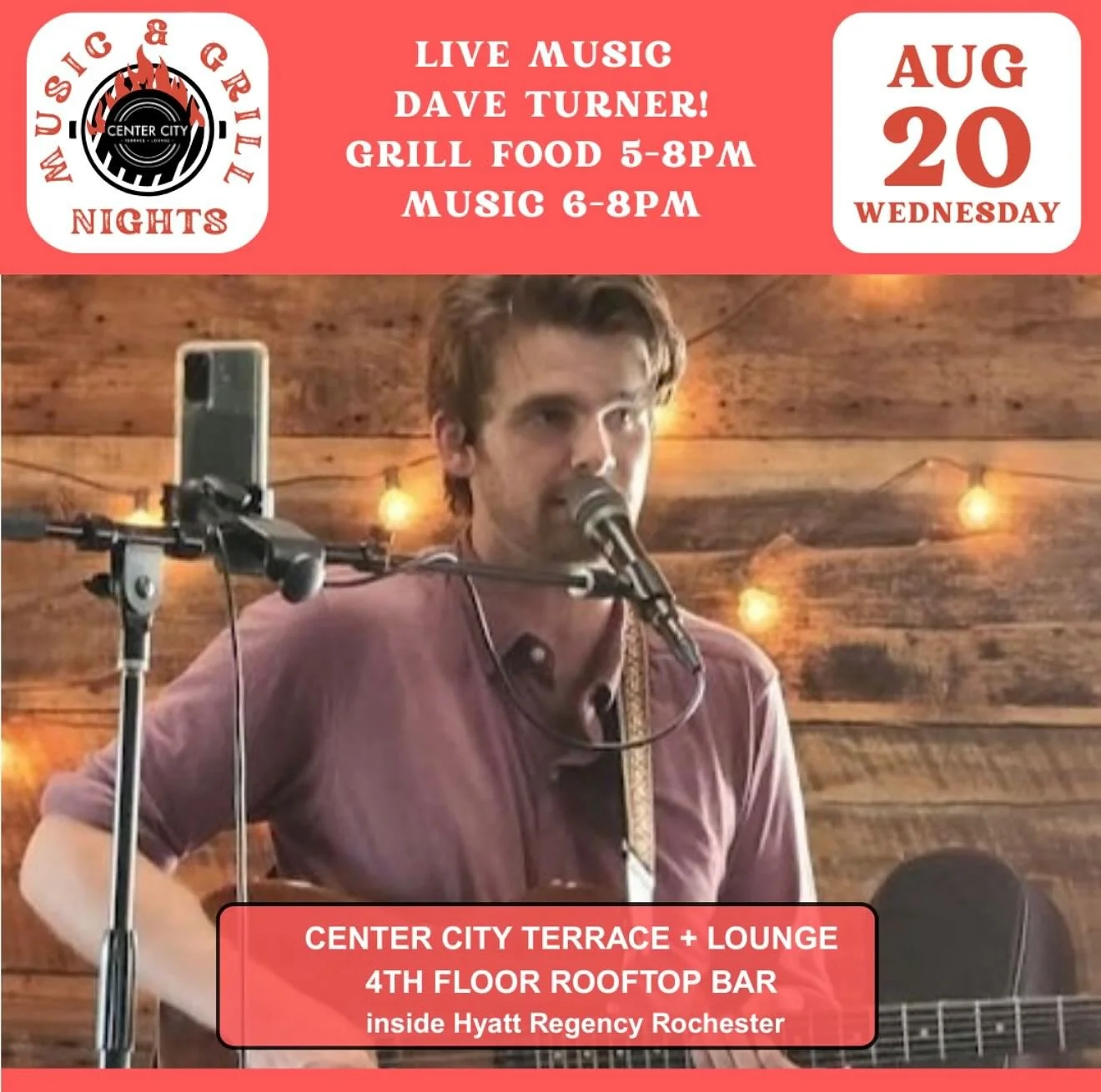 Join us tomorrow night for Dave Turner.  Live music from 6 p.m. - 8 p.m. We are grilling burgers and hot dogs, and we can&rsquo;t wait to see you! *No cover charge*

Doors open at 4pm. Grill food starts at 5 p.m. - 8 p.m. CCT is open from 4-10pm with