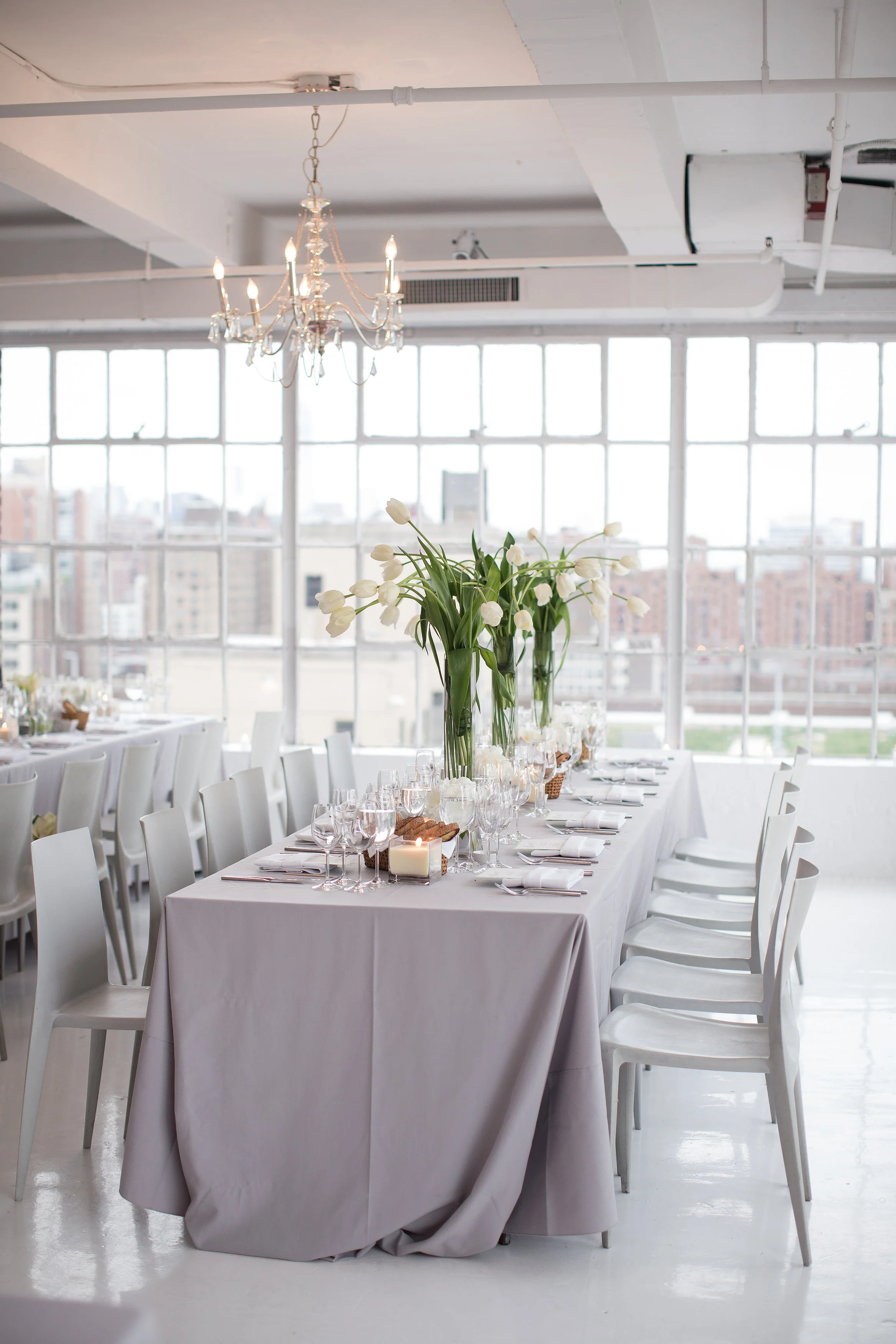 Modern white and gray wedding