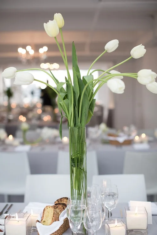 White French tulip centerpiece