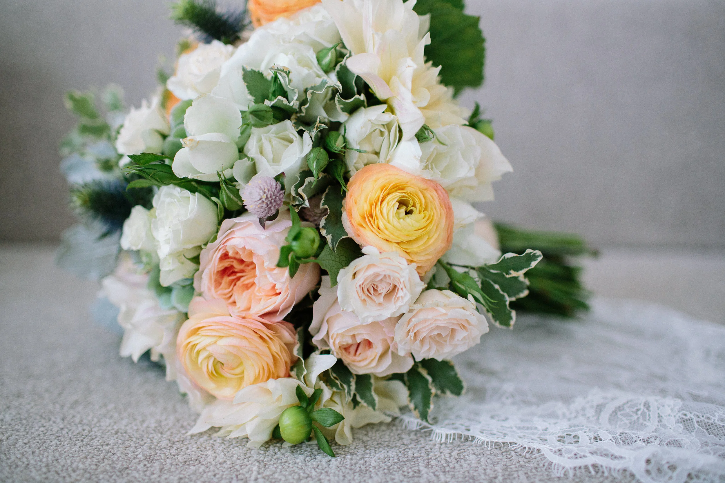 Juliet roses and ranunculus bouquet