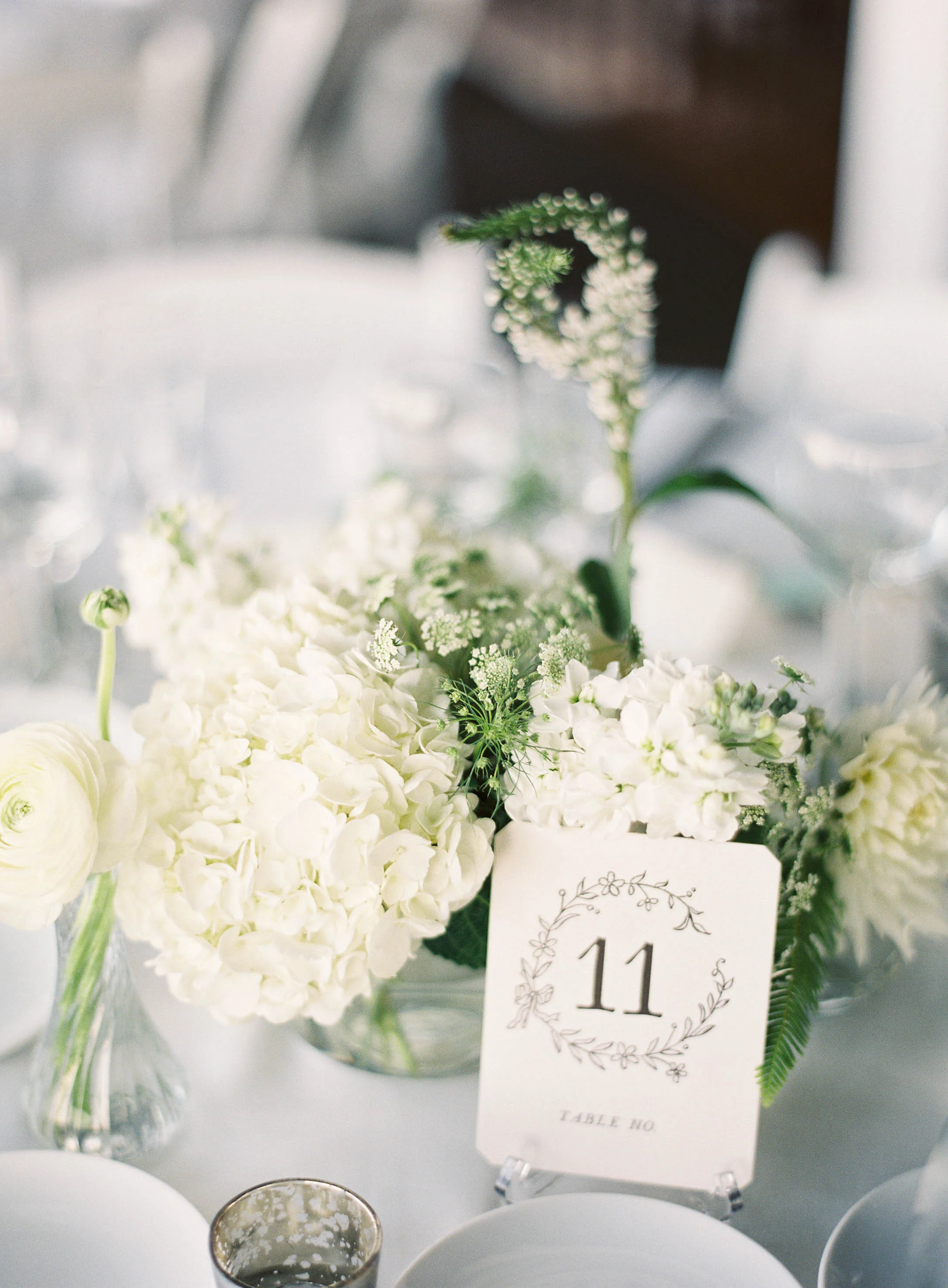 White hydrangea multiple centerpieces