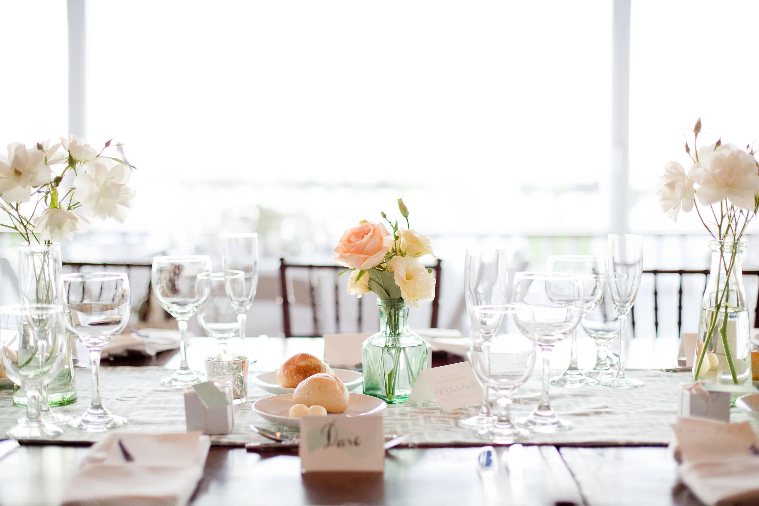 Geometric runner on farm tables