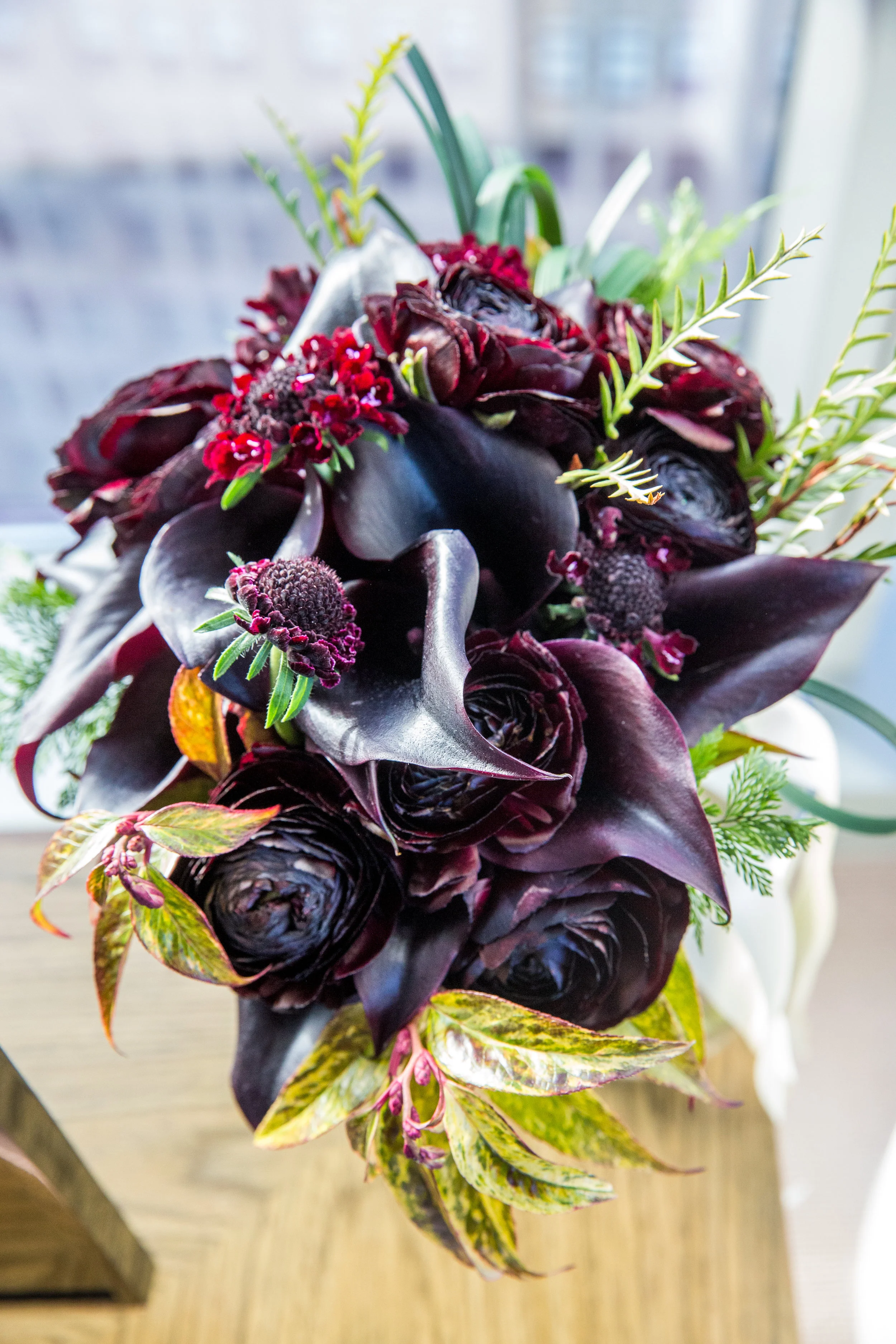 Black calla lily bouquet