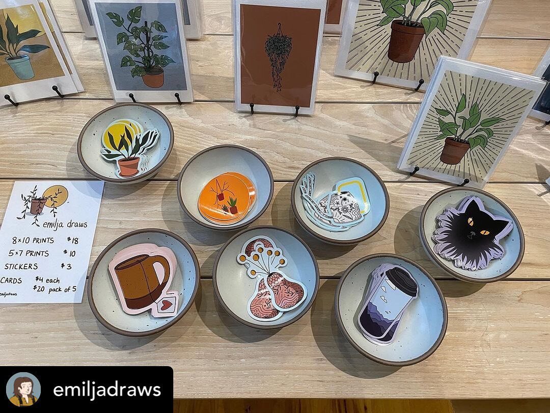 Woo-hoo check out @emiljadraws work at @eastforkasheville! #AFAPcommunity #828isgreat 

Posted @withrepost &bull; @emiljadraws My new sticker designs are at @eastforkasheville !! Including a slight redesign to #themug and the much-awaited Naha sticke