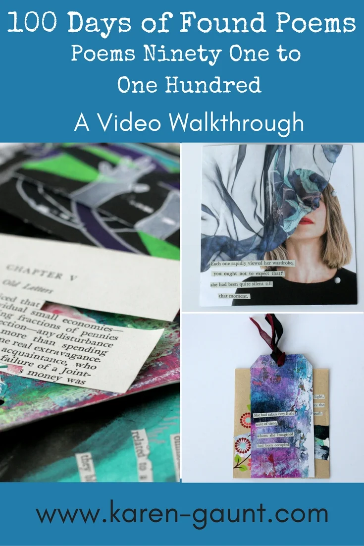 100 Days of Found Poems - Using found words from the novel "Cranford" I'm creating 100 mixed media art works using found ephemera and scraps I have in my stash. I've created an Art Journal Walk through of all the pieces in this unique mixed media project. Follow along with @kgaunt #mixedmedia #artjournal #found poem #foundpoetry